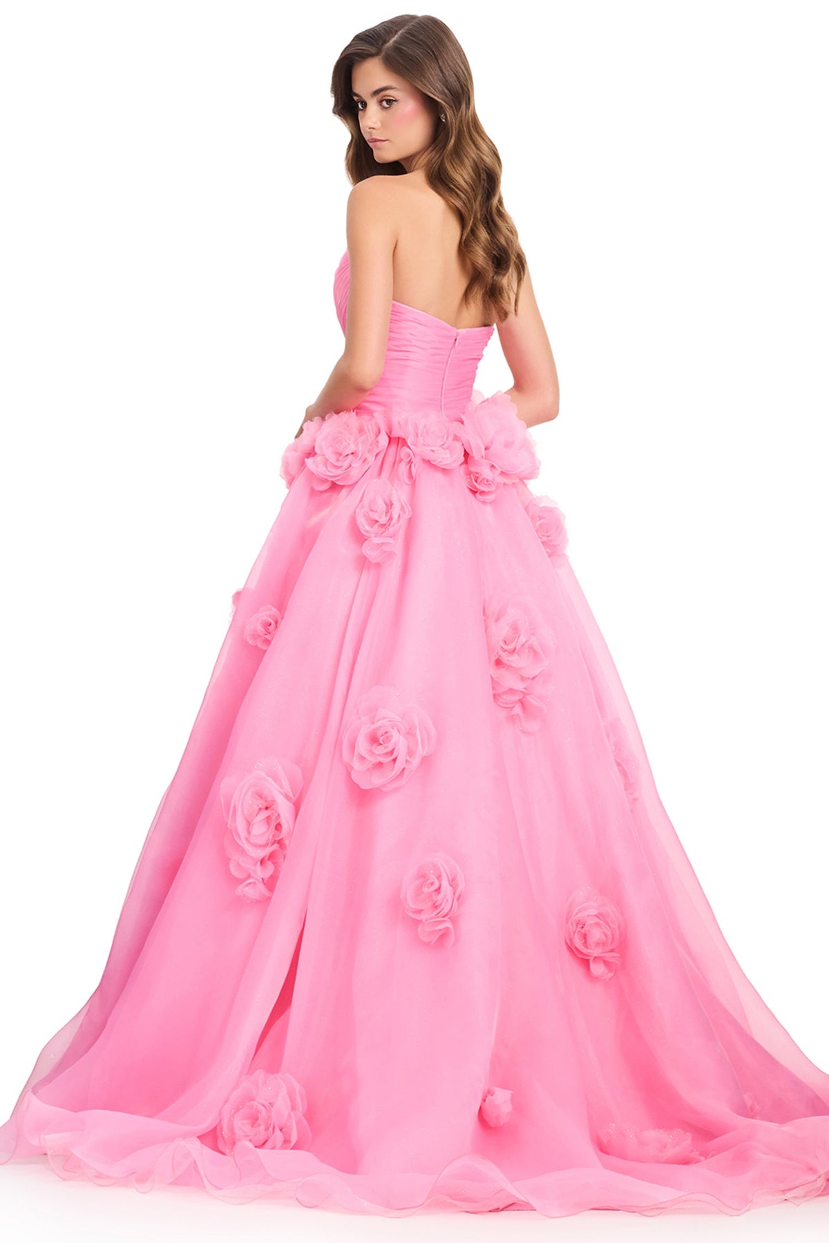 Ashley Lauren 12422 - Strapless Organza 3D Floral Prom Gown