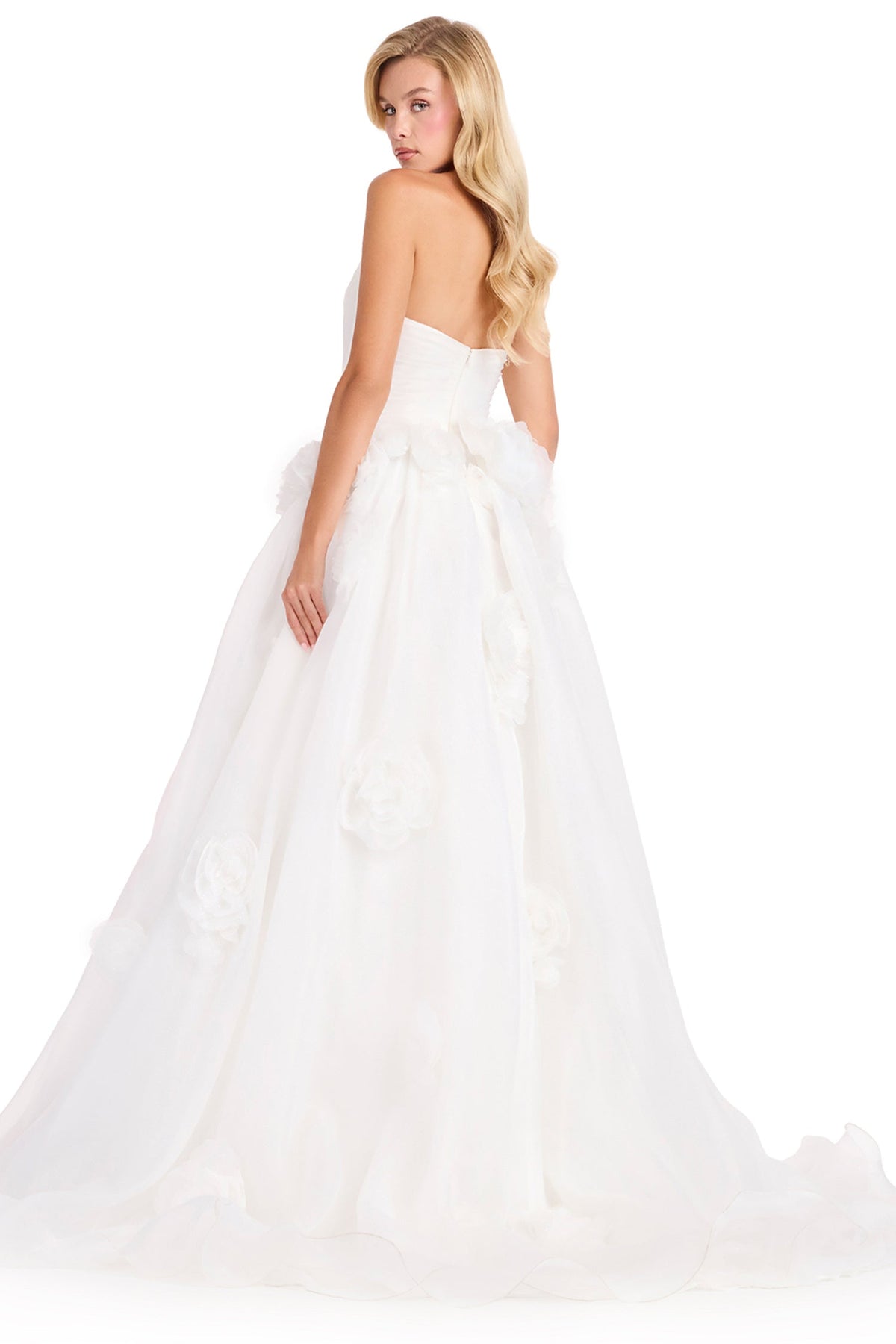 Ashley Lauren 12422 - Strapless Organza 3D Floral Prom Gown