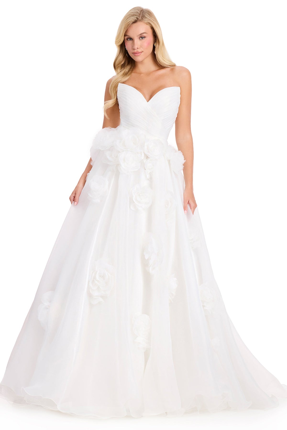 Ashley Lauren 12422 - Strapless Organza 3D Floral Prom Gown