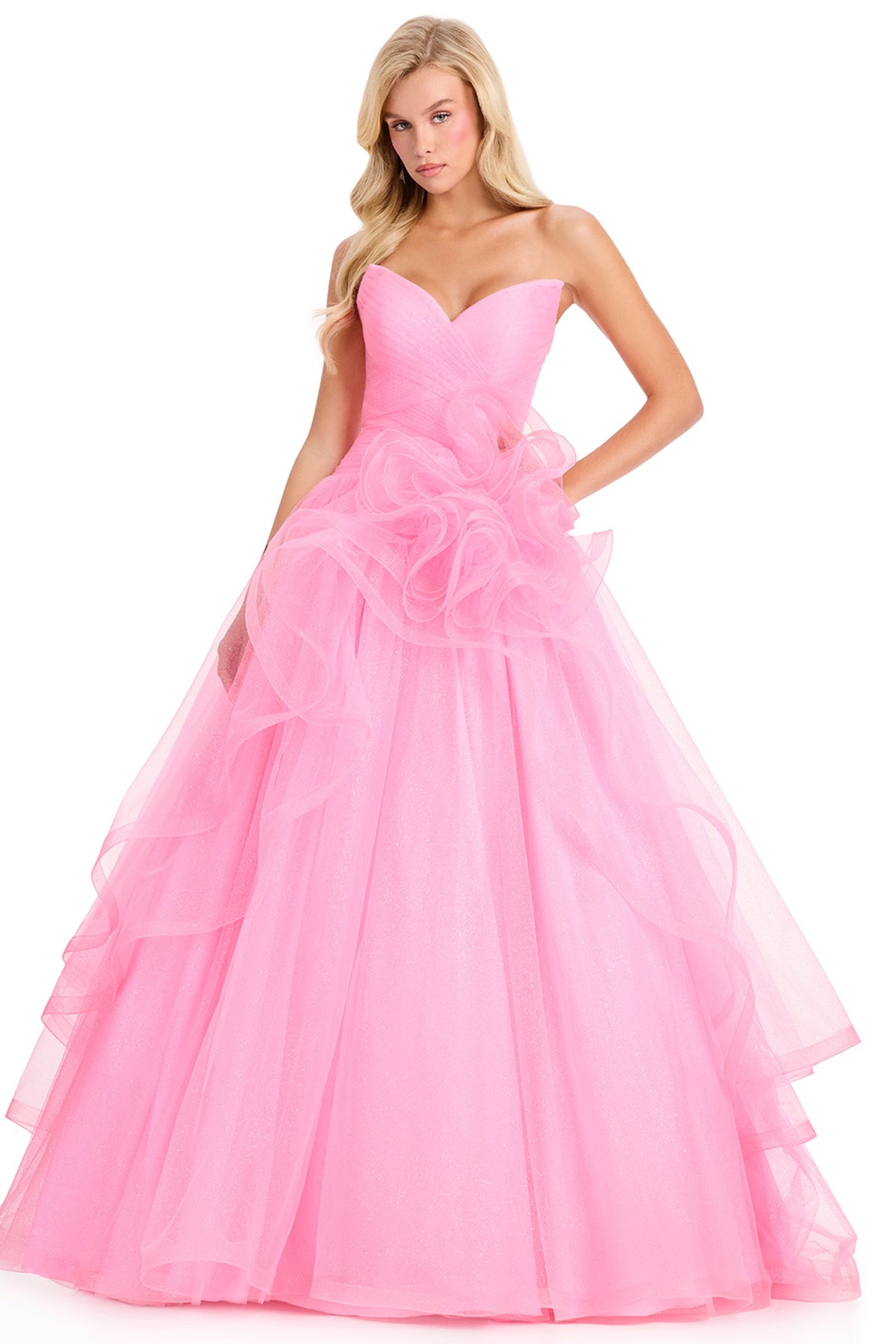 Ashley Lauren 12423 - Sweetheart Glitter Tulle Layered Prom Gown