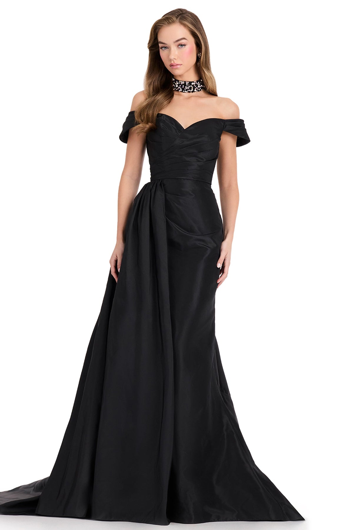 Ashley Lauren 12424 - Ruched Taffeta Sweetheart Overskirt Prom Gown