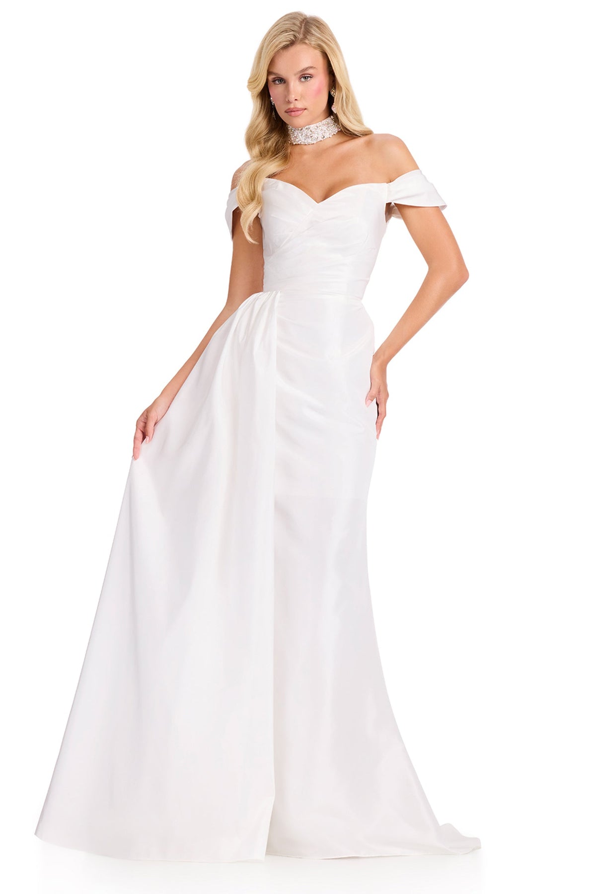 Ashley Lauren 12424 - Ruched Taffeta Sweetheart Overskirt Prom Gown