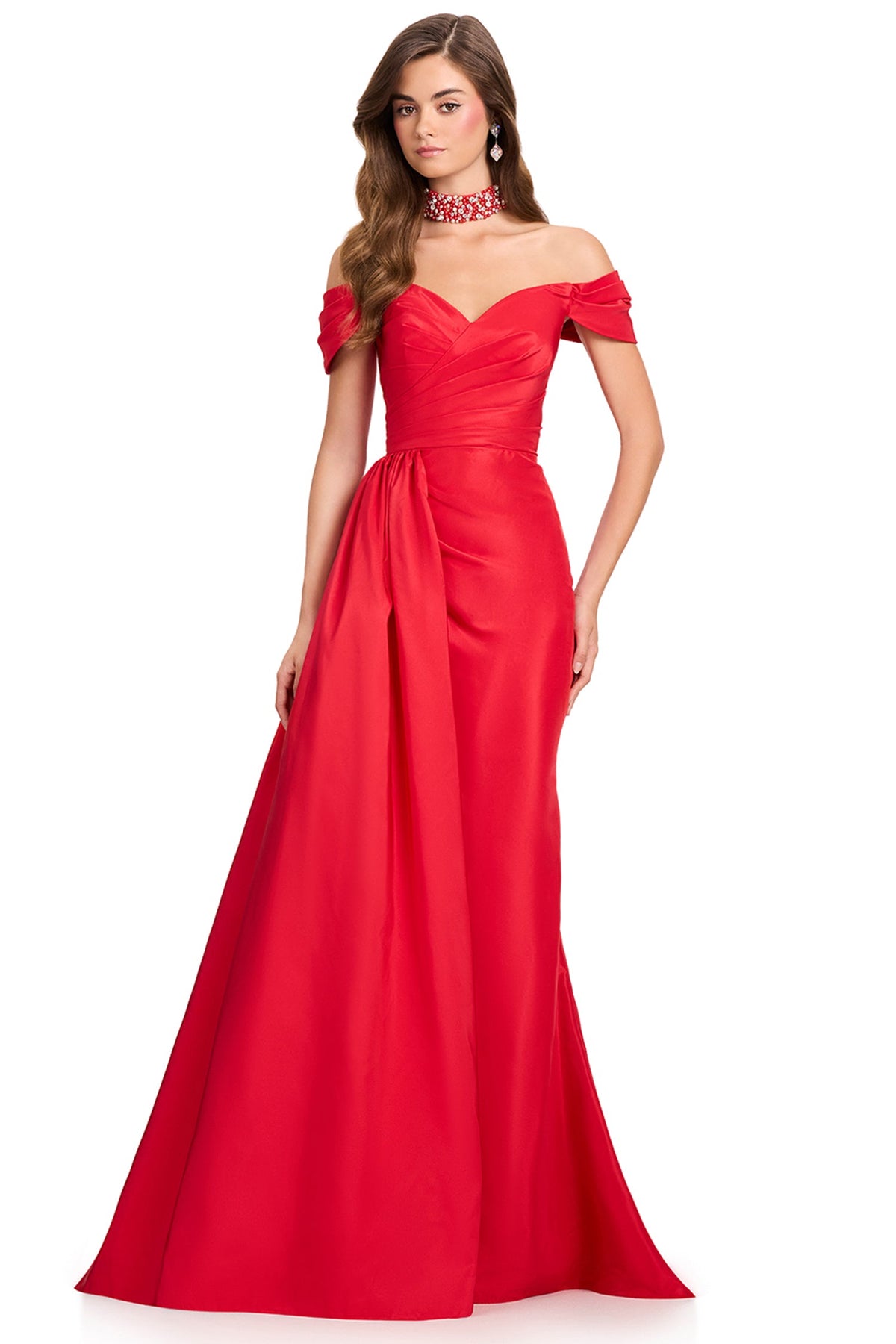 Ashley Lauren 12424 - Ruched Taffeta Sweetheart Overskirt Prom Gown