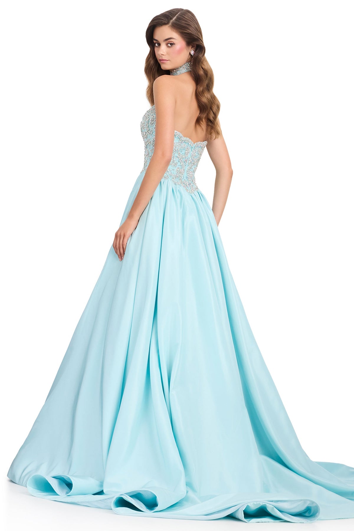 Ashley Lauren 12425 - Plunging Sweetheart Beaded Prom Gown with Choker