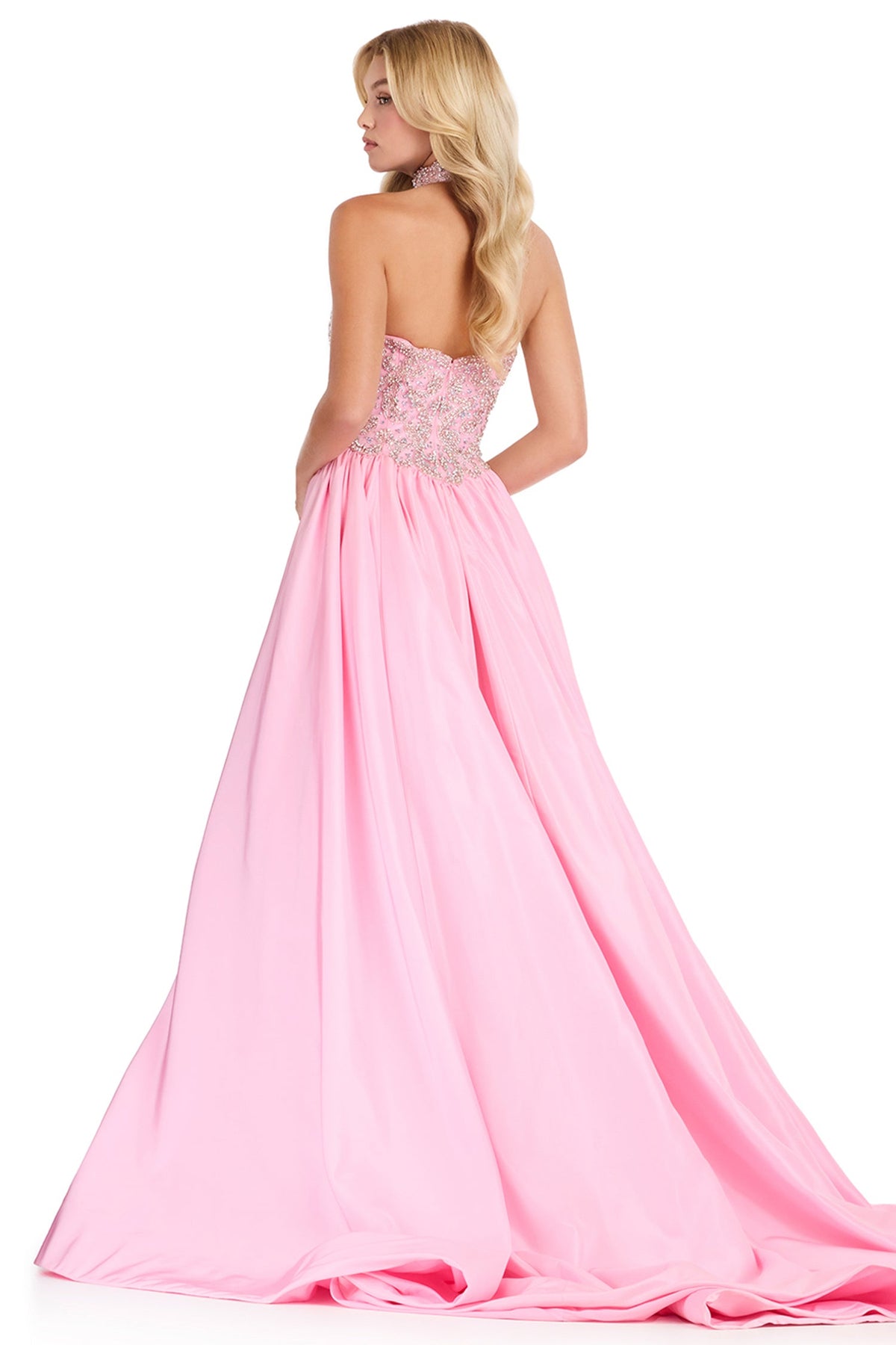 Ashley Lauren 12425 - Plunging Sweetheart Beaded Prom Gown with Choker