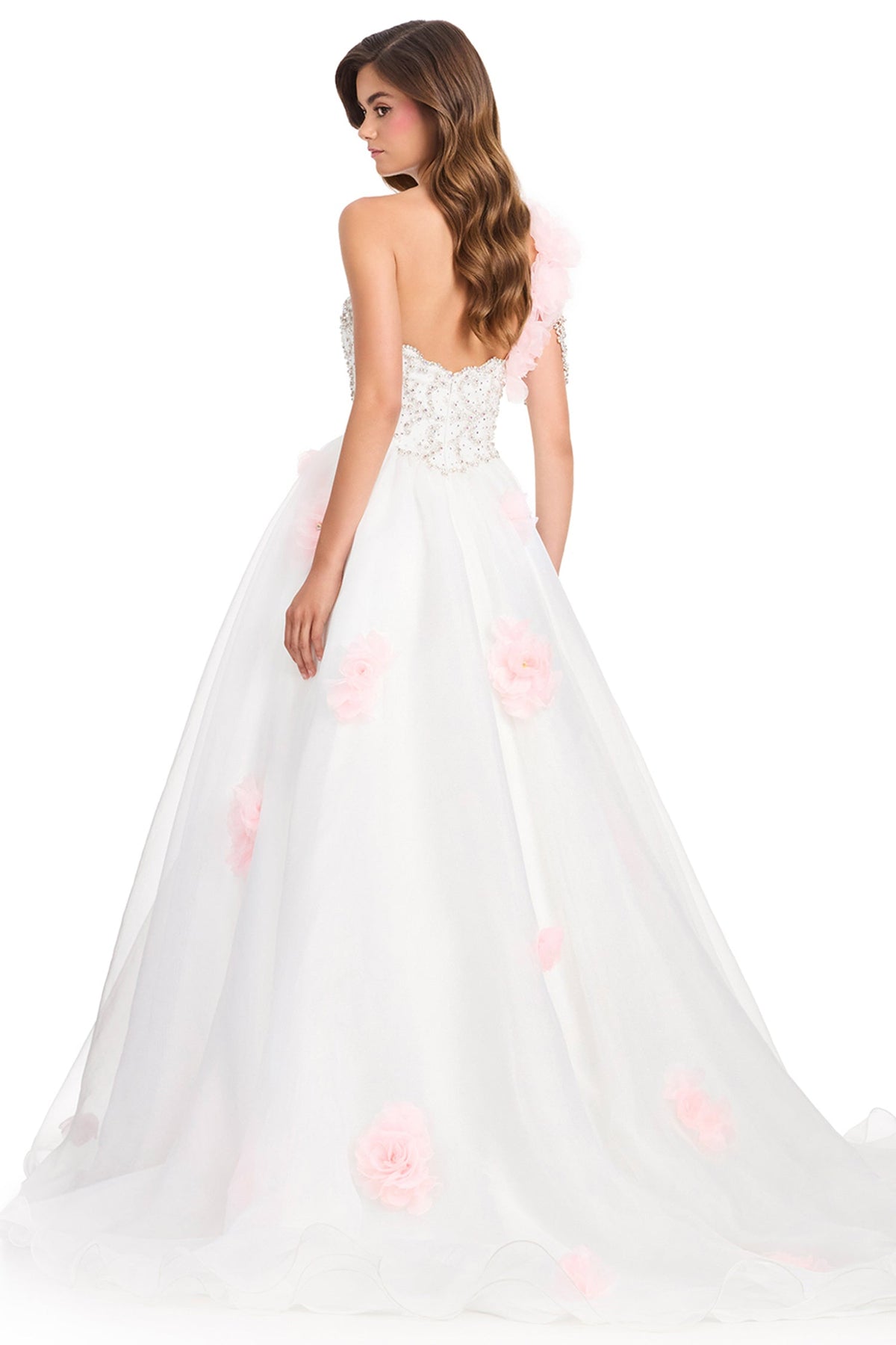 Ashley Lauren 12426 - Beaded Bodice Asymmetric Floral Prom Gown