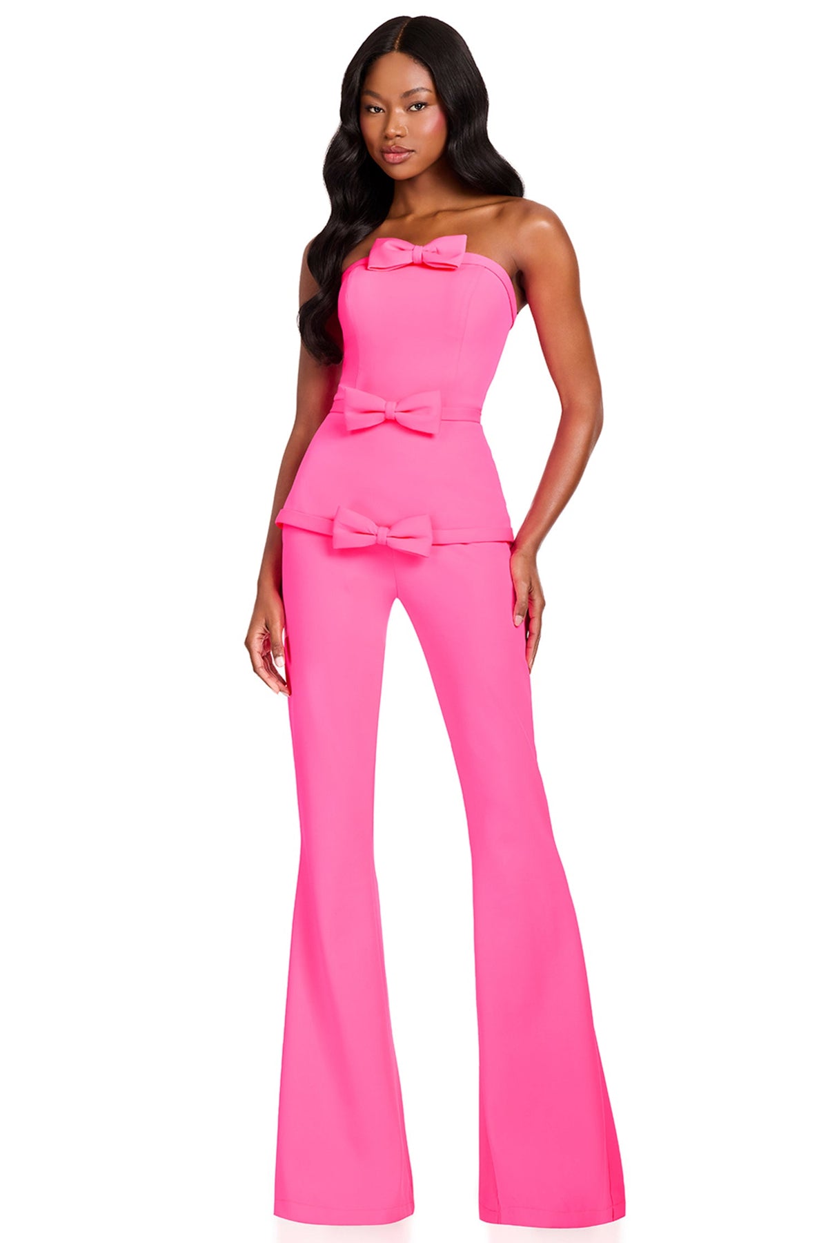 Ashley Lauren 12427 - Bow Detail Peplum Strapless Jumpsuit