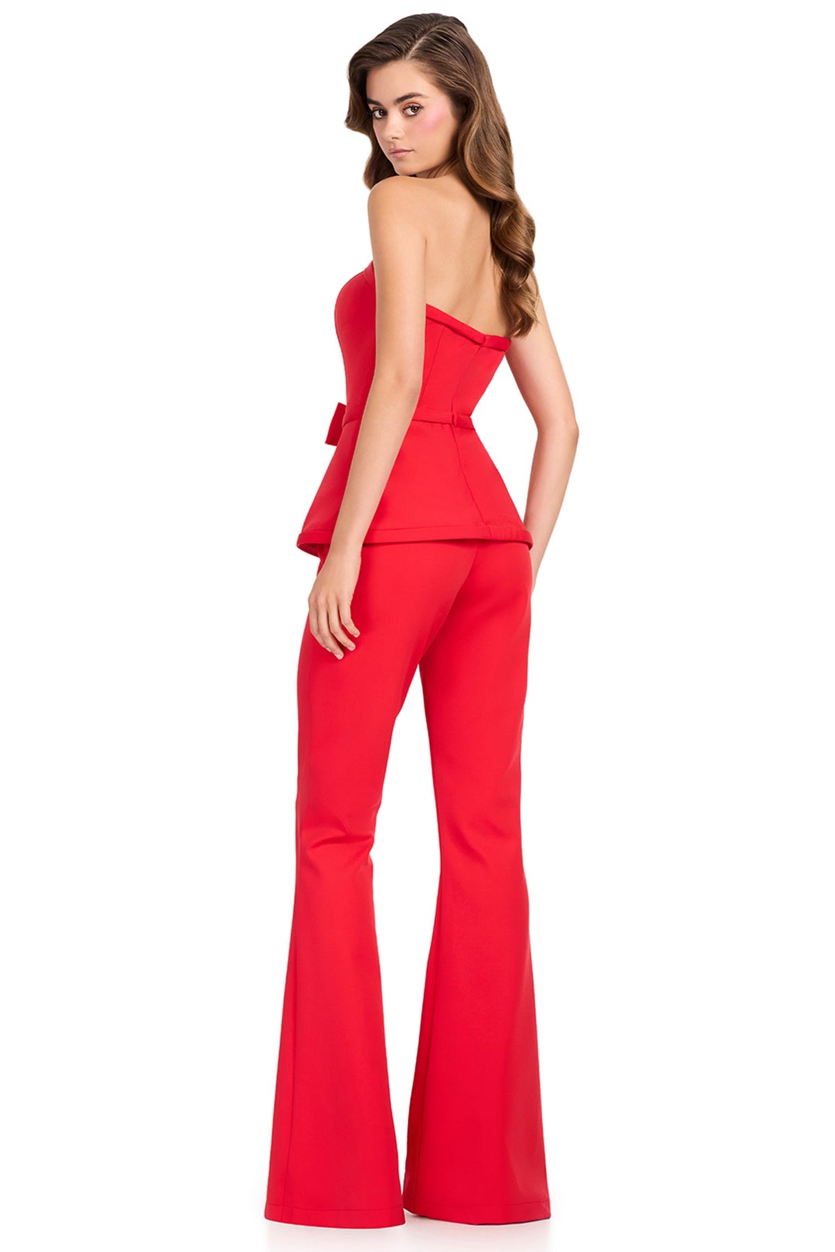 Ashley Lauren 12427 - Bow Detail Peplum Strapless Jumpsuit