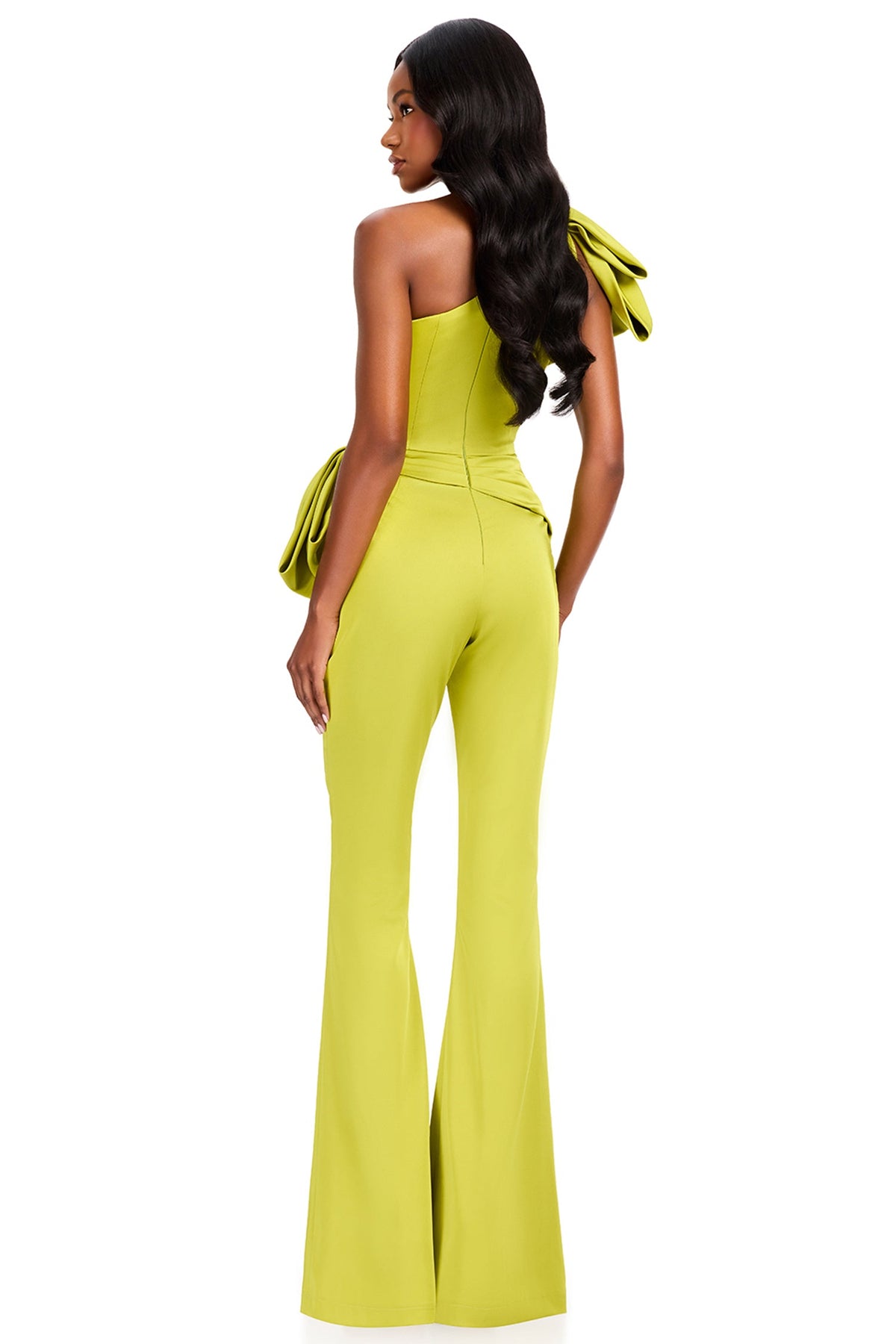 Ashley Lauren 12428 - Flared Leg Asymmetrical Neck Jumpsuit