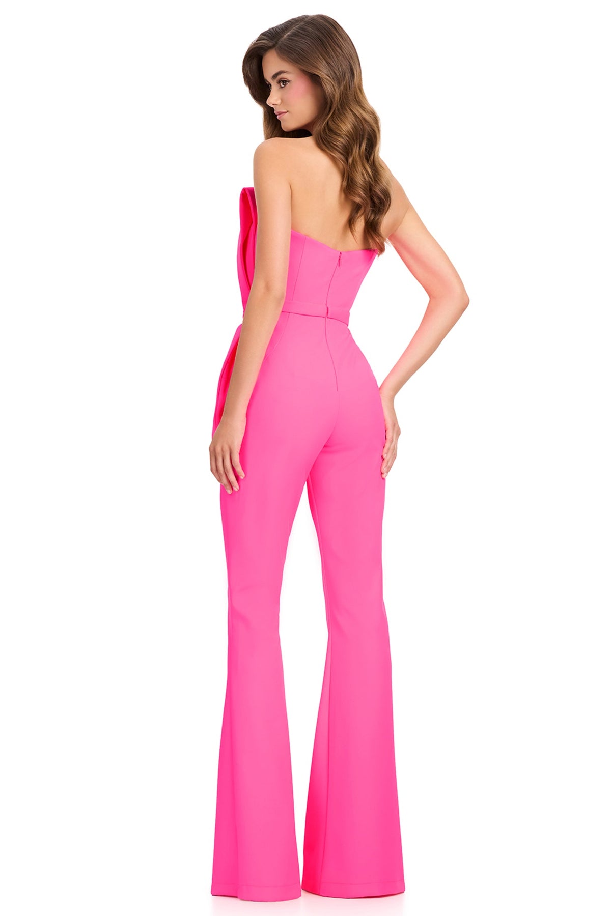 Ashley Lauren 12429 - Straight Neckline Flared Jumpsuit