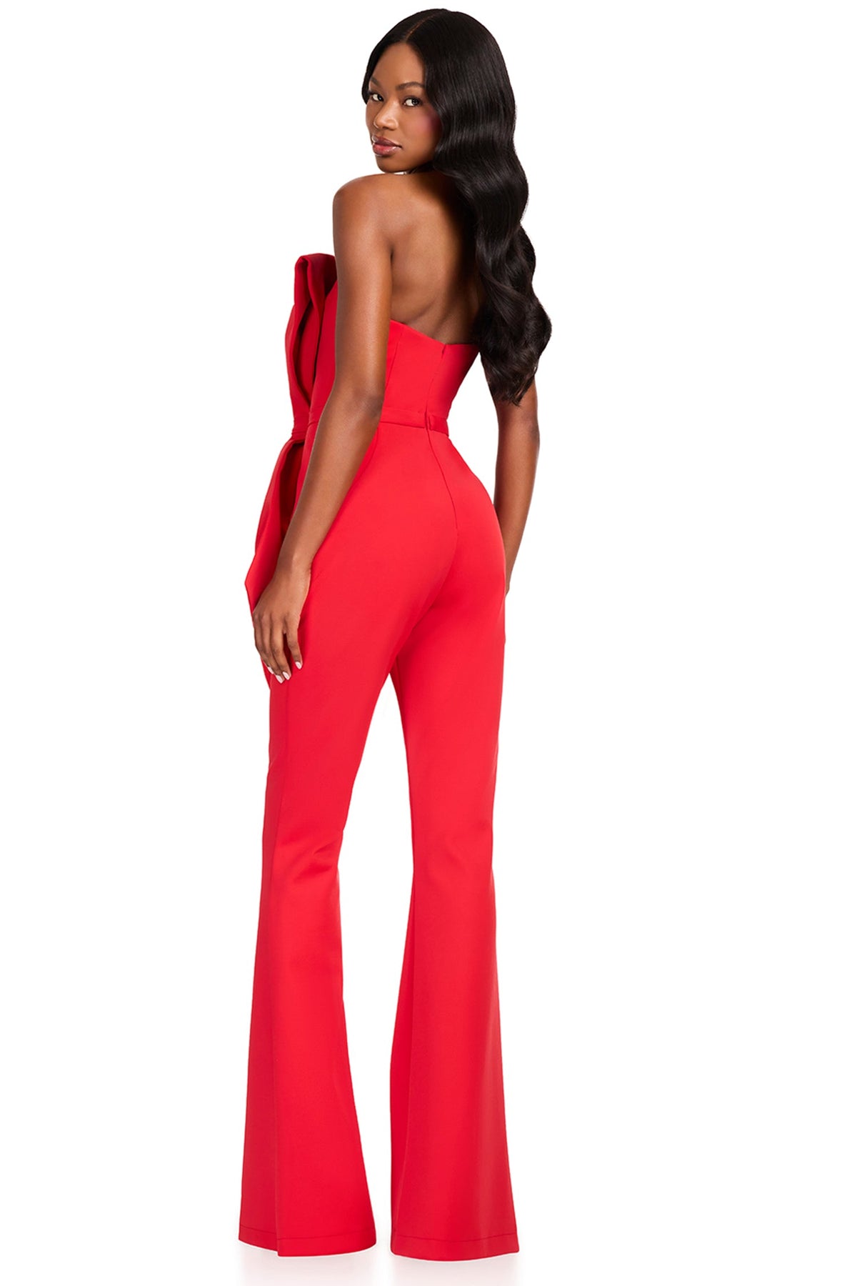 Ashley Lauren 12429 - Straight Neckline Flared Jumpsuit