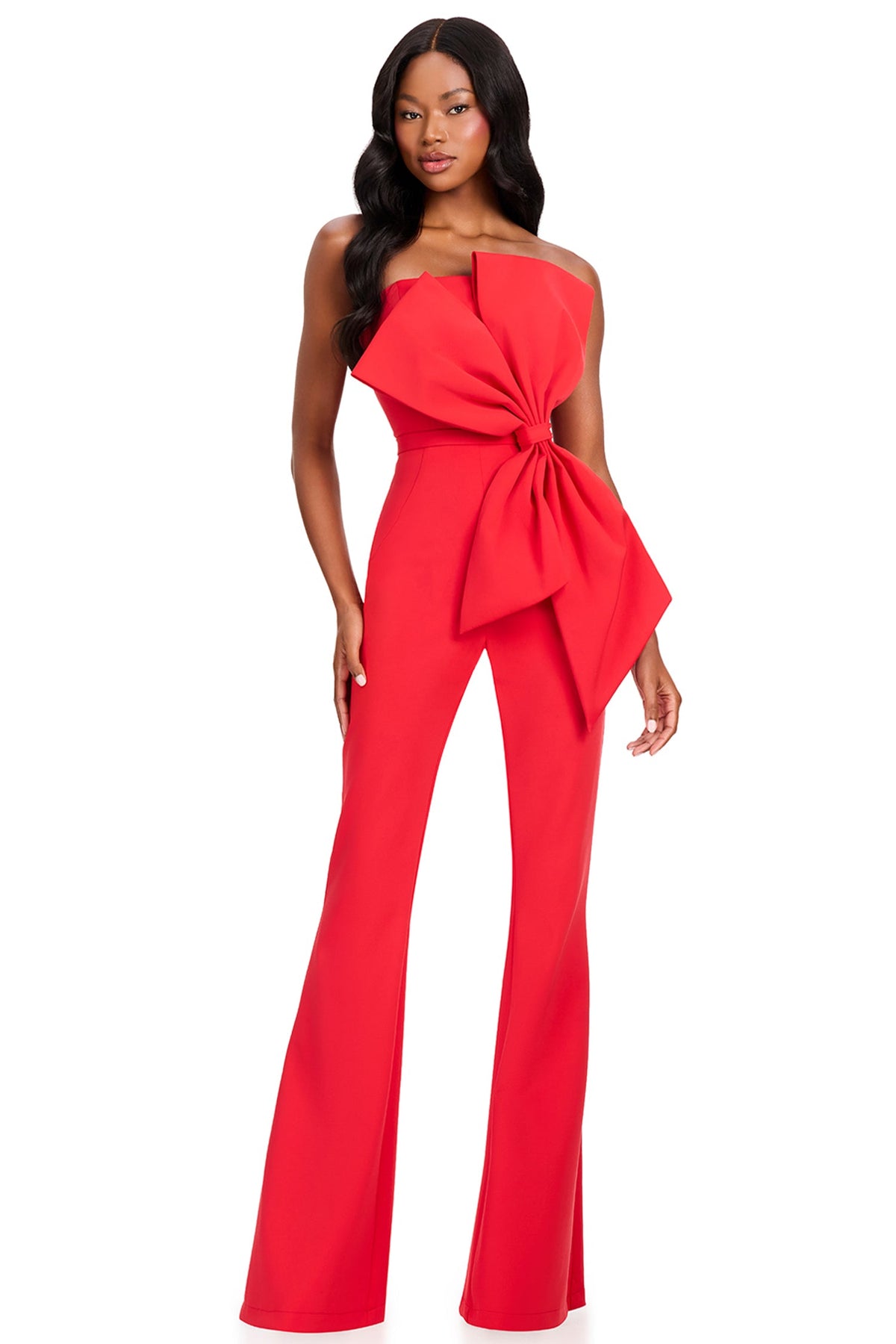 Ashley Lauren 12429 - Straight Neckline Flared Jumpsuit