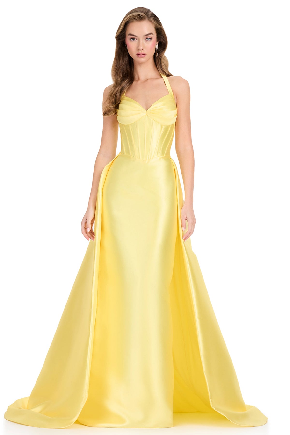 Ashley Lauren 12430 - Sweetheart Halter Overskirt Prom Gown