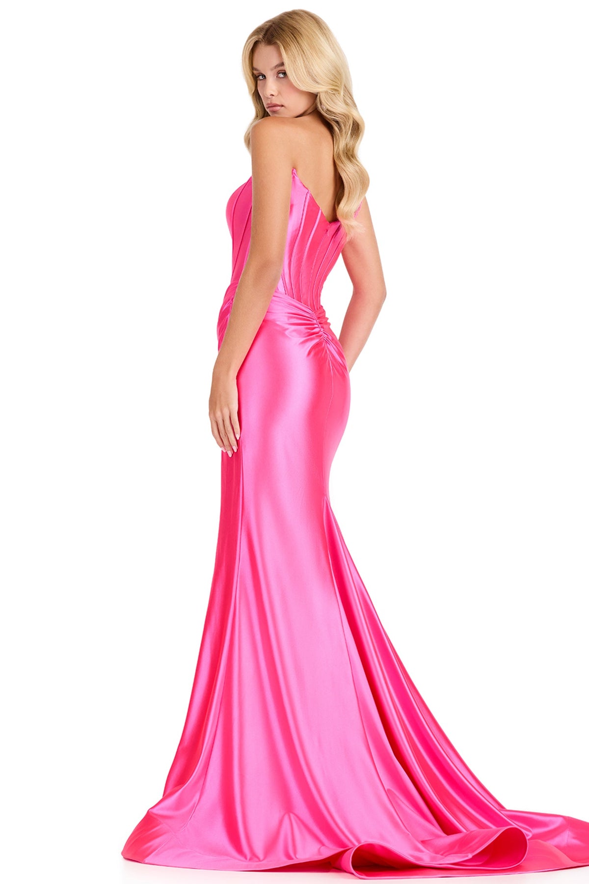 Ashley Lauren 12432 - Strapless High Slit Jersey Prom Gown