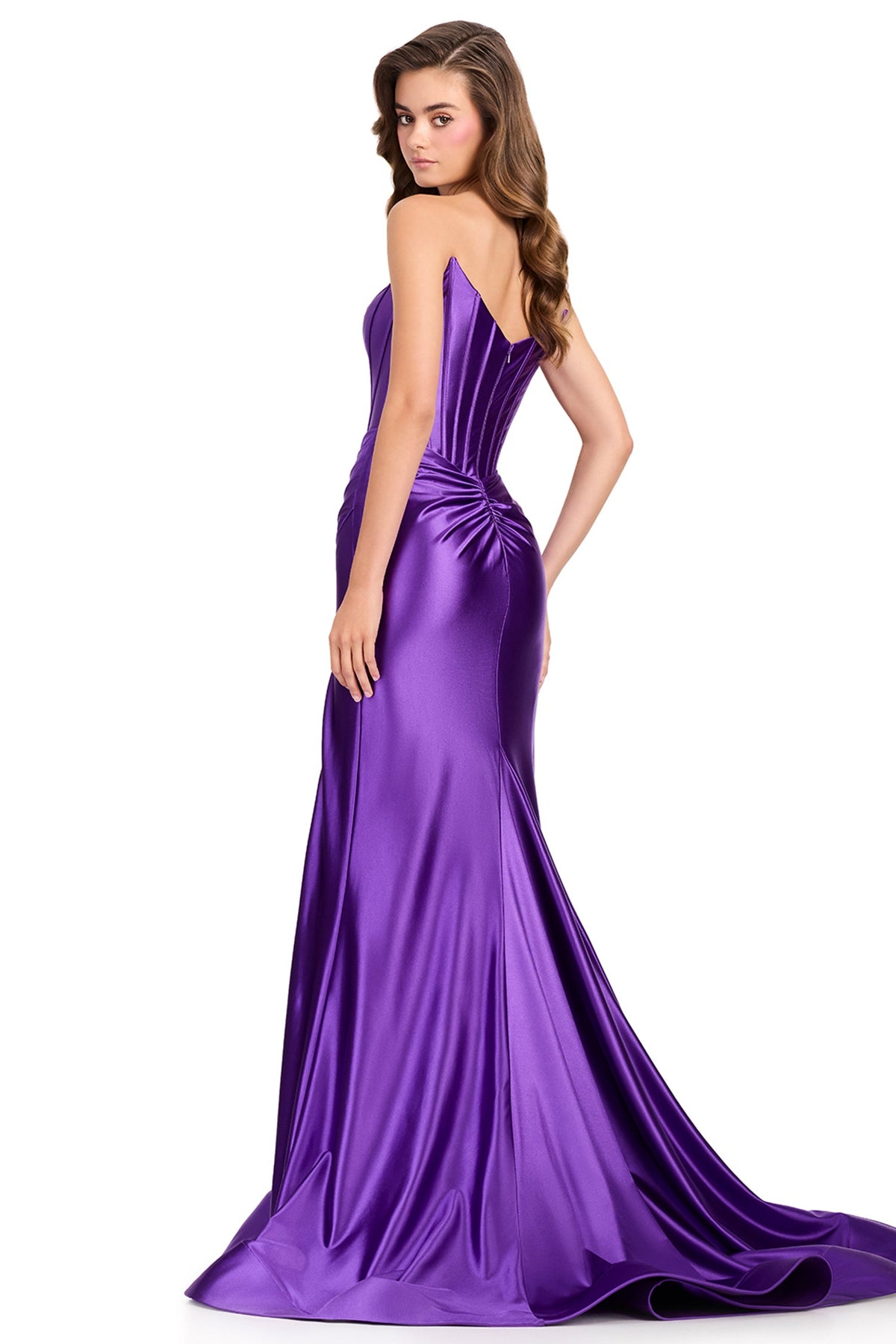 Ashley Lauren 12432 - Strapless High Slit Jersey Prom Gown