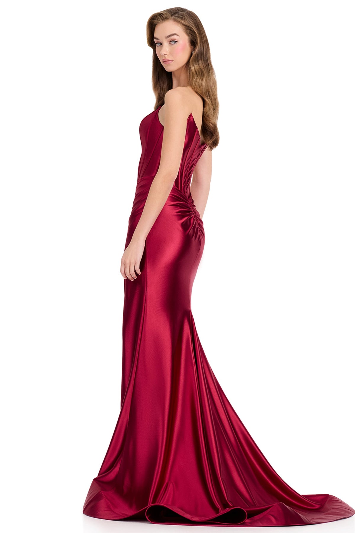 Ashley Lauren 12432 - Strapless High Slit Jersey Prom Gown