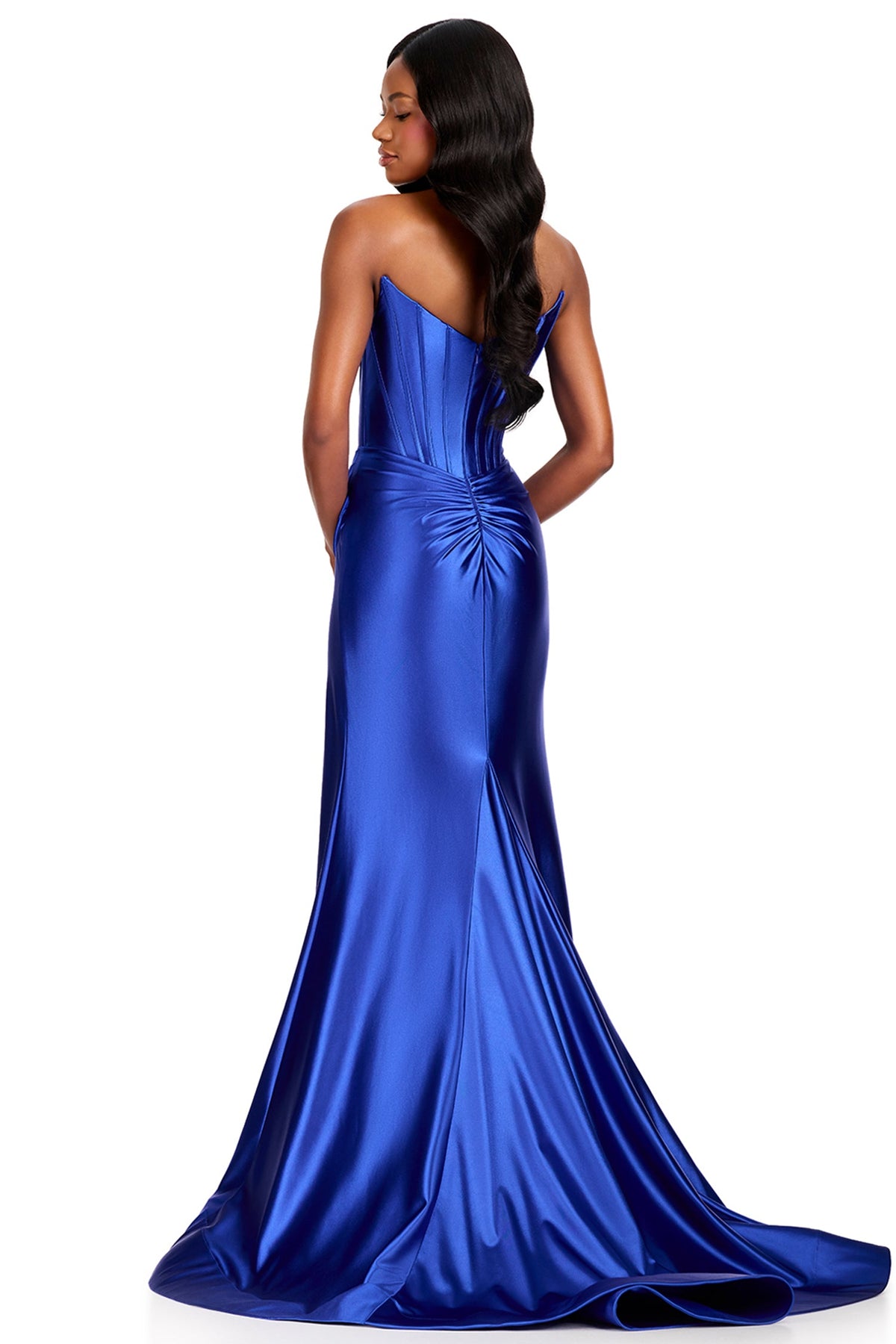 Ashley Lauren 12432 - Strapless High Slit Jersey Prom Gown