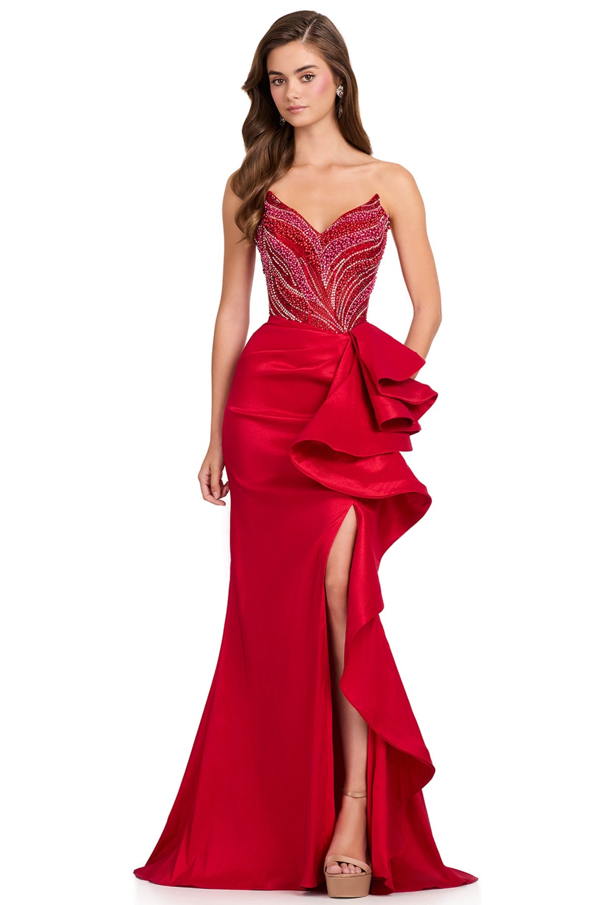 Ashley Lauren 12435 - Beaded Top Sweetheart Sheath Prom Gown