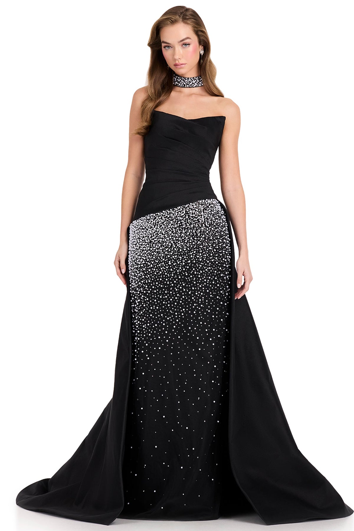 Ashley Lauren 12436 - Pearl Embellished Taffeta Strapless Prom Gown