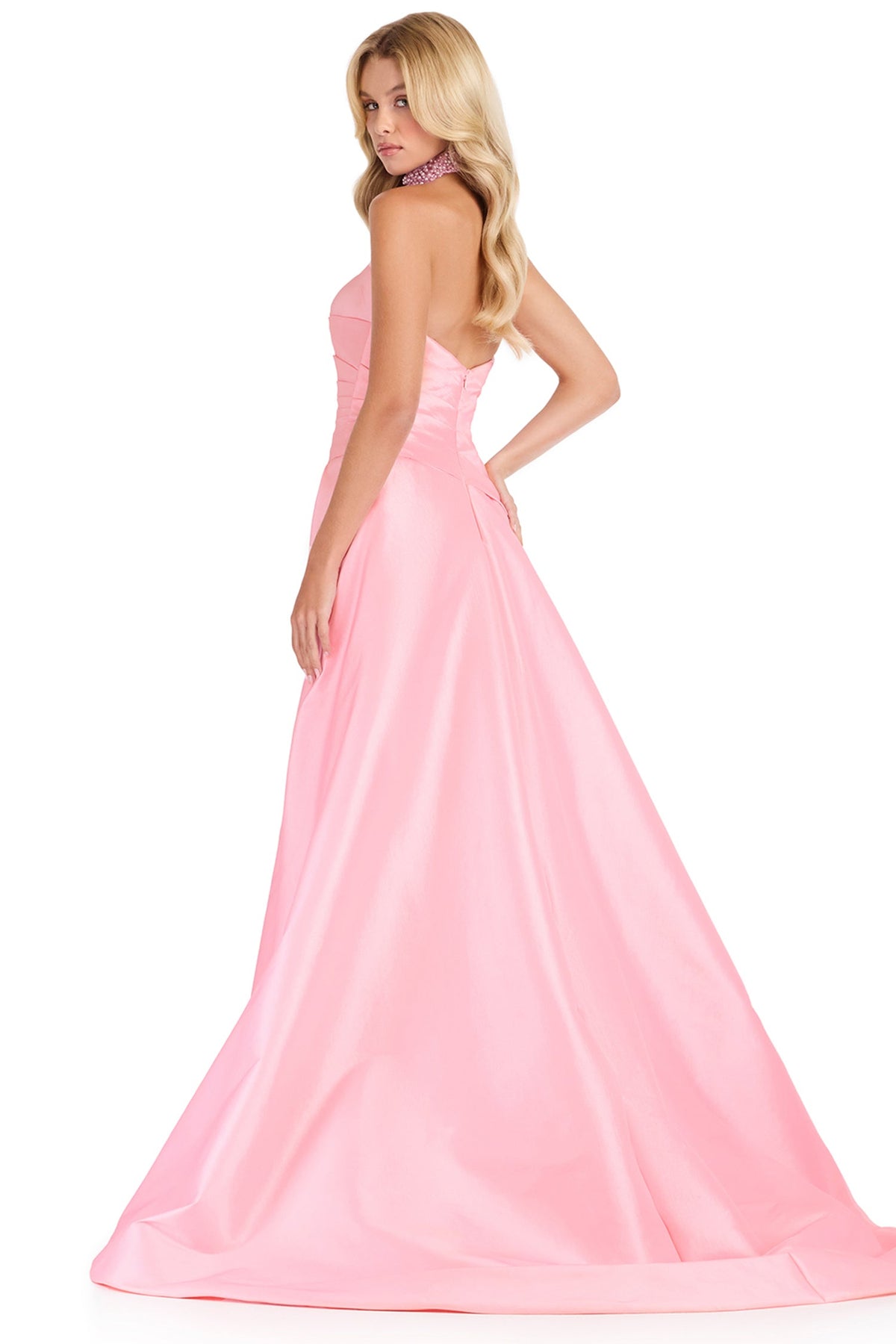 Ashley Lauren 12436 - Pearl Embellished Taffeta Strapless Prom Gown