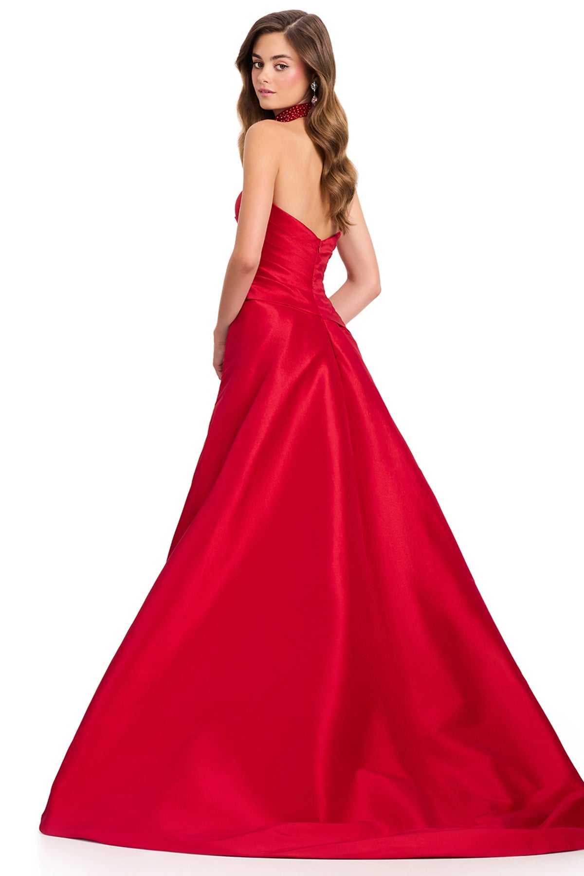 Ashley Lauren 12436 - Pearl Embellished Taffeta Strapless Prom Gown
