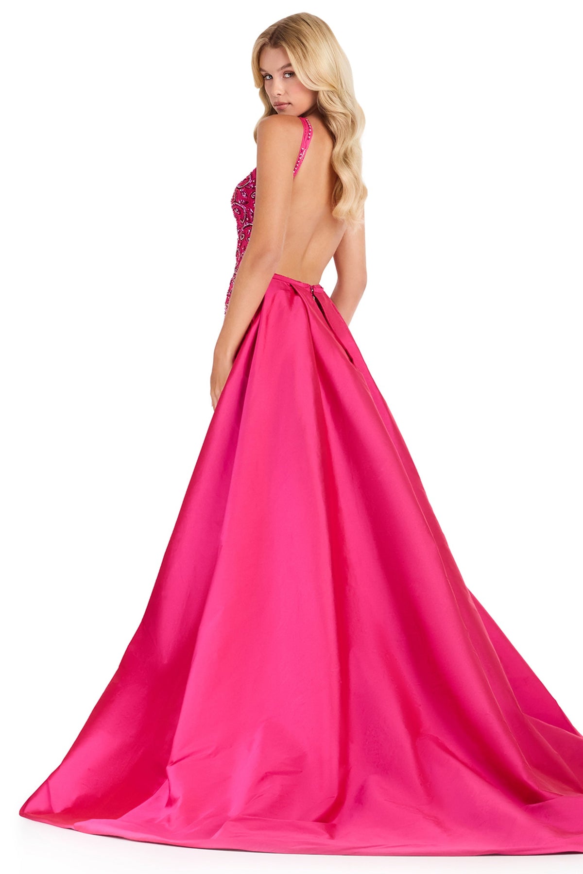 Ashley Lauren 12438 - Keyhole Front Embellished Overskirt Prom Gown