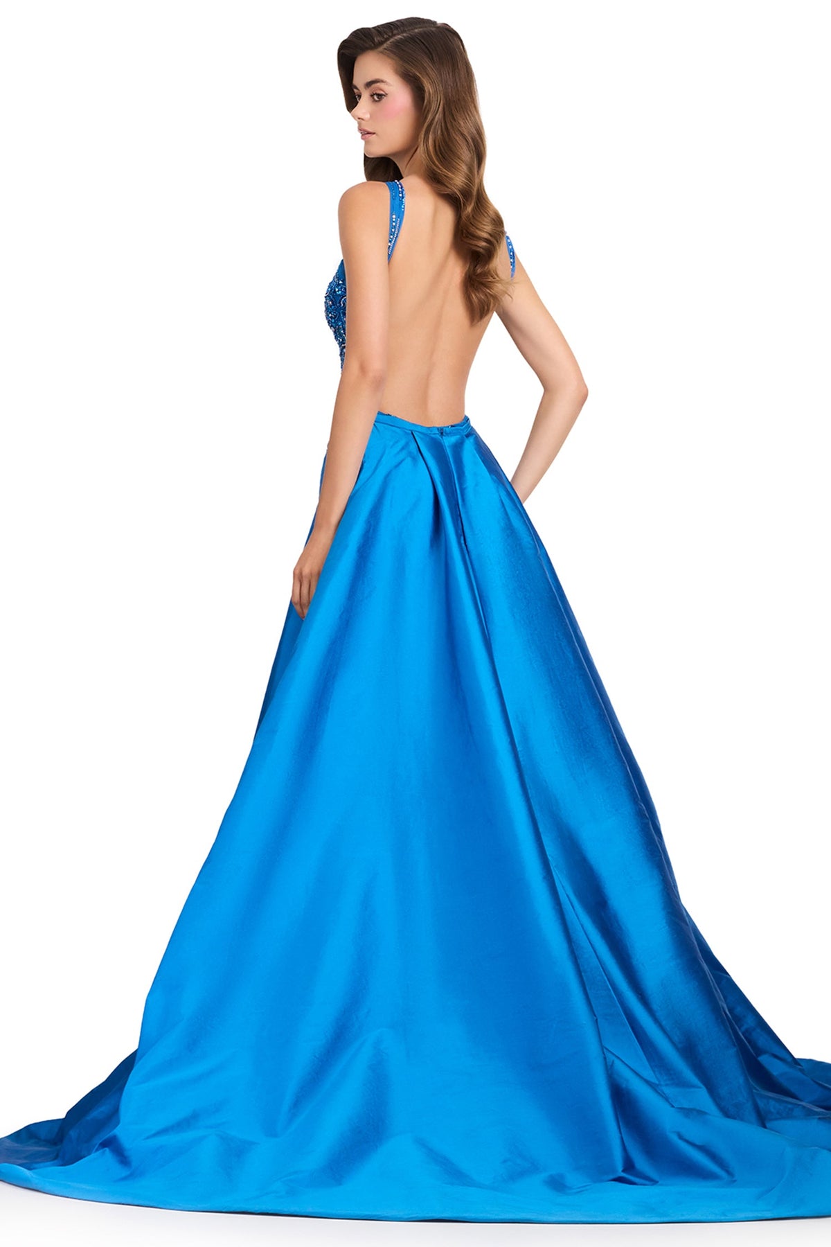 Ashley Lauren 12438 - Keyhole Front Embellished Overskirt Prom Gown