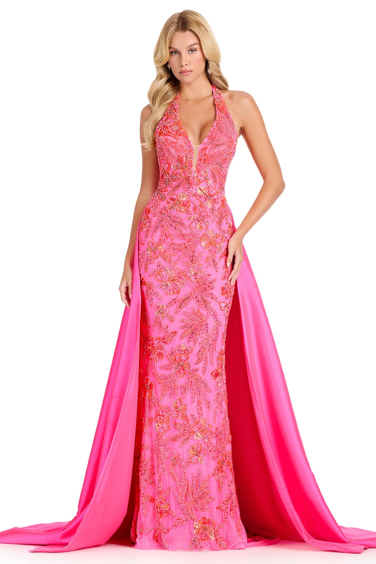 Ashley Lauren 12440 - Fully Beaded Backless Column Prom Gown