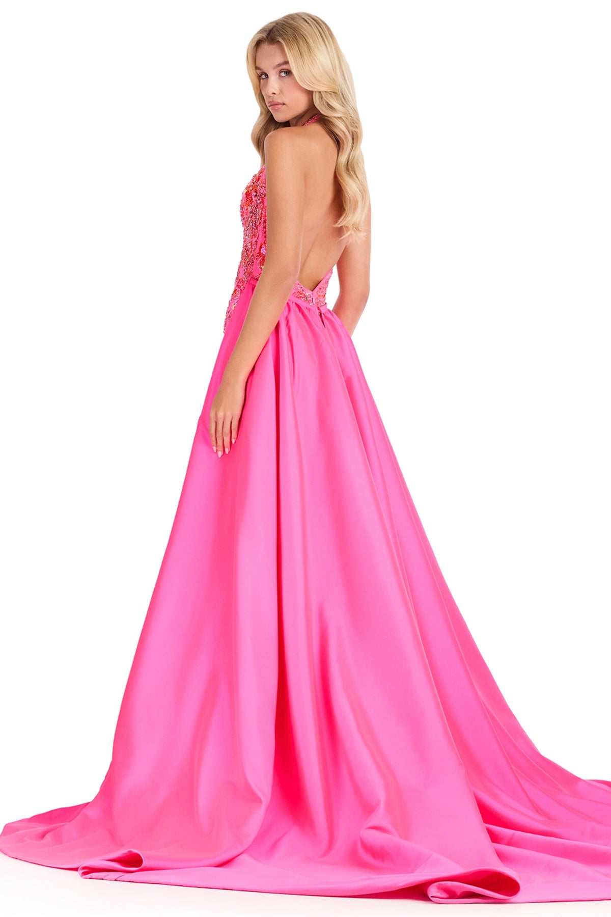 Ashley Lauren 12440 - Fully Beaded Backless Column Prom Gown