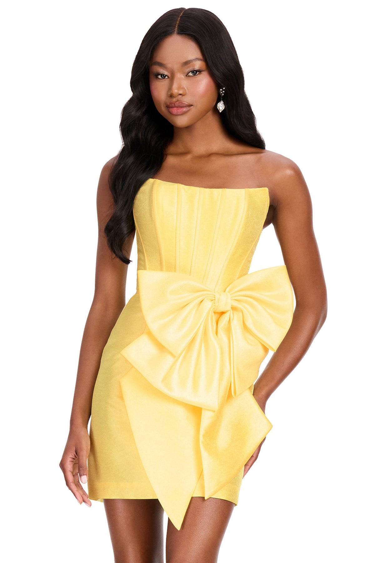 Ashley Lauren 40015 - Straight Neckline Mikado Sheath Cocktail Dress