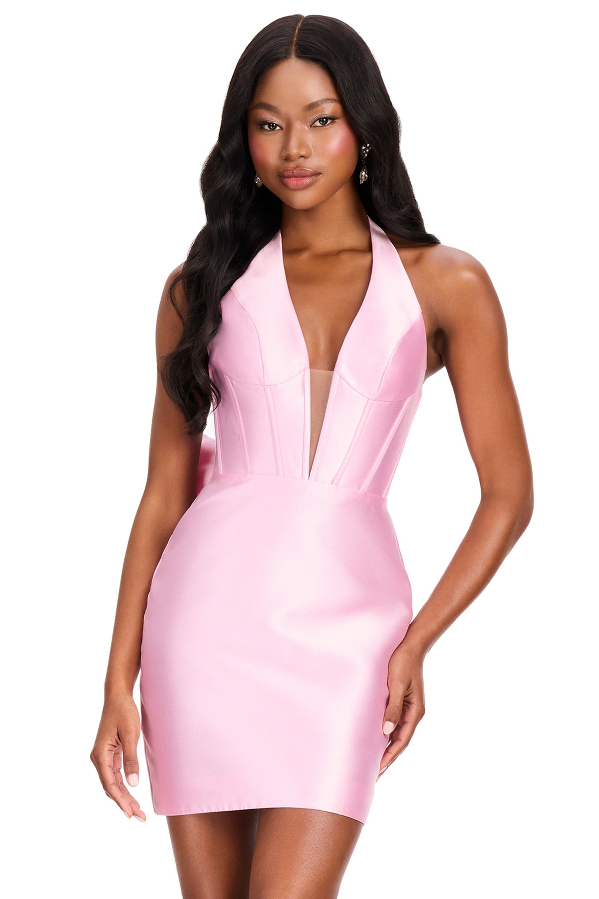 Ashley Lauren 40026 - Open Back Bow Sheath Cocktail Dress