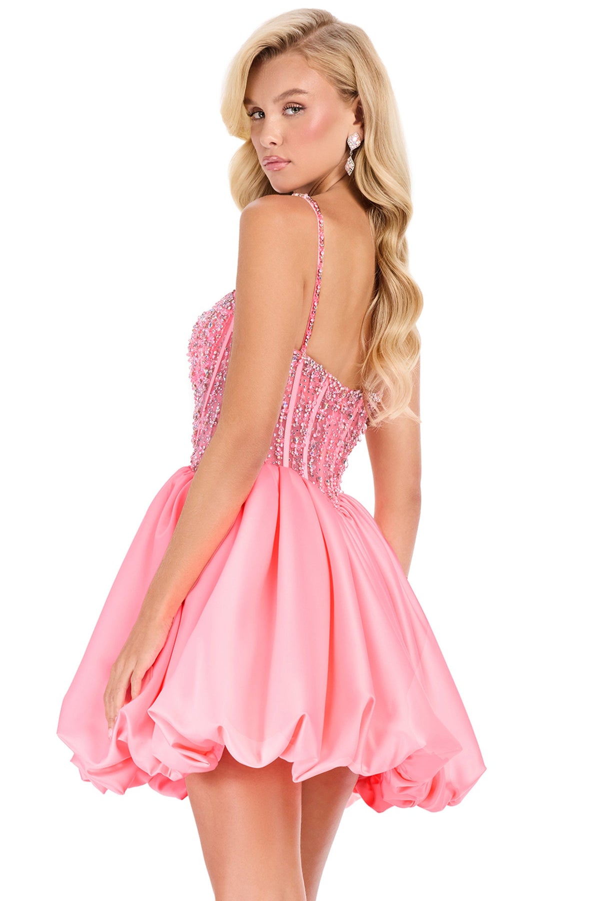 Ashley Lauren 40032 - Spaghetti Strap Beaded Corset Cocktail Dress