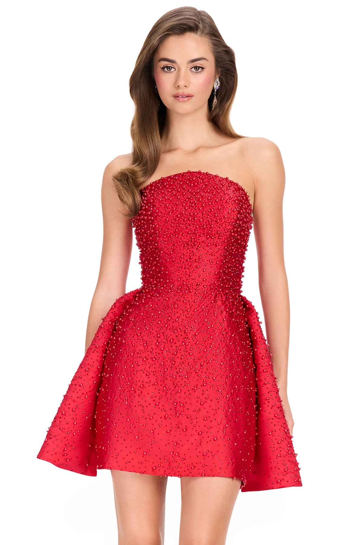 Ashley Lauren 40056 - Straight Across Pearl Ornate Cocktail Dress