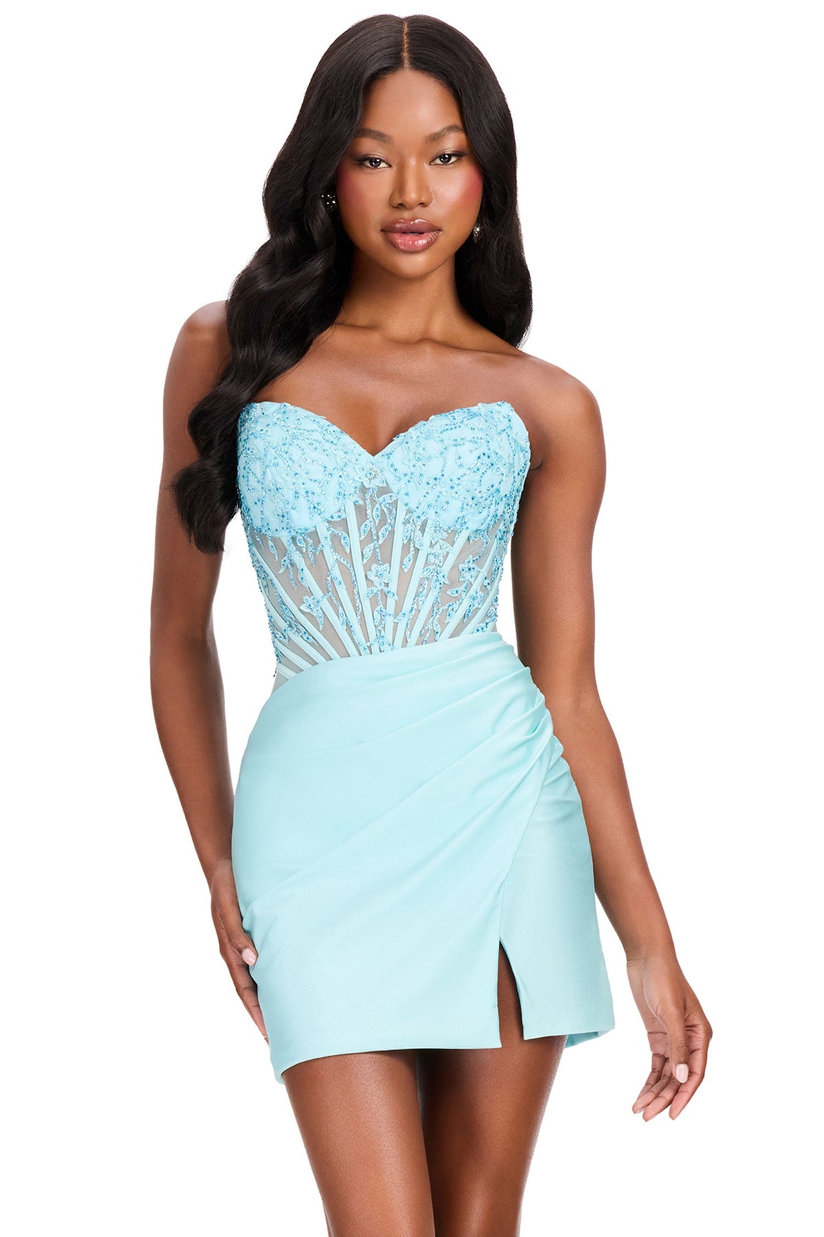 Ashley Lauren 40057 - Sweetheart Embellished Jersey Slit Cocktail Dress