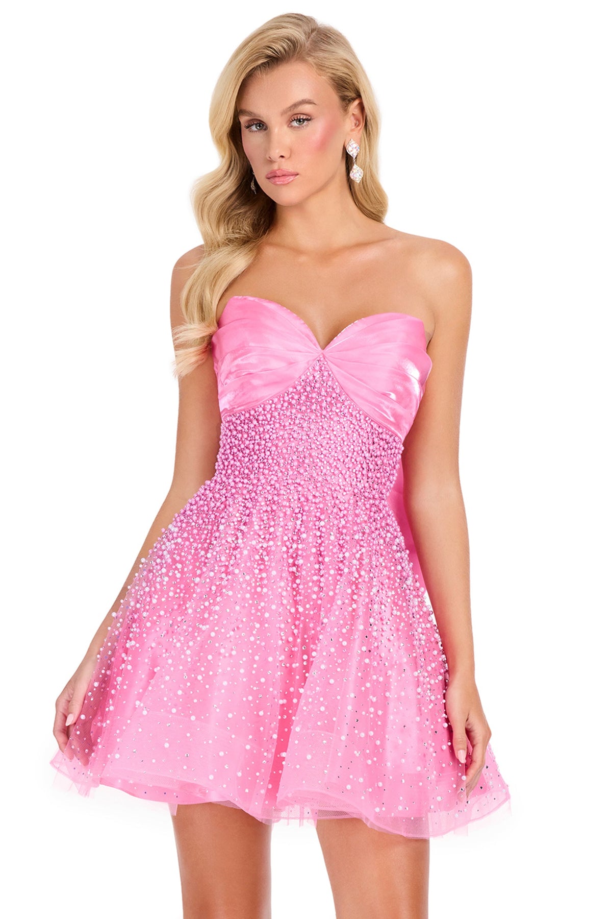 Ashley Lauren 40066 - Pearl Organza Sweetheart Cocktail Dress