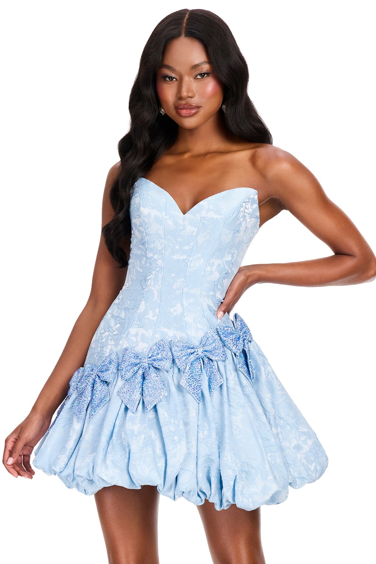 Ashley Lauren 40083 - Bubble Hem Sweetheart Brocade Cocktail Dress