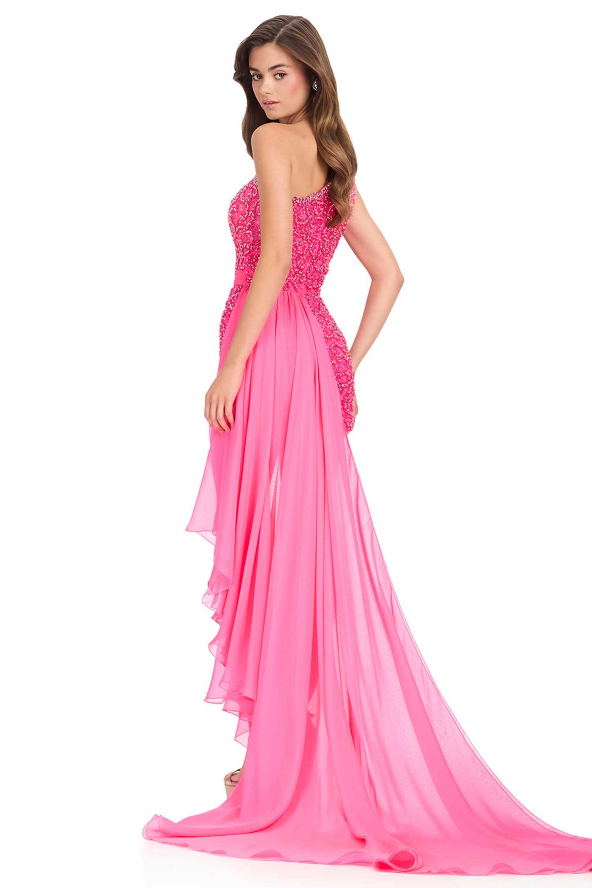 Ashley Lauren 40098 - Chiffon Overskirt Sleeveless Asymmetric Romper