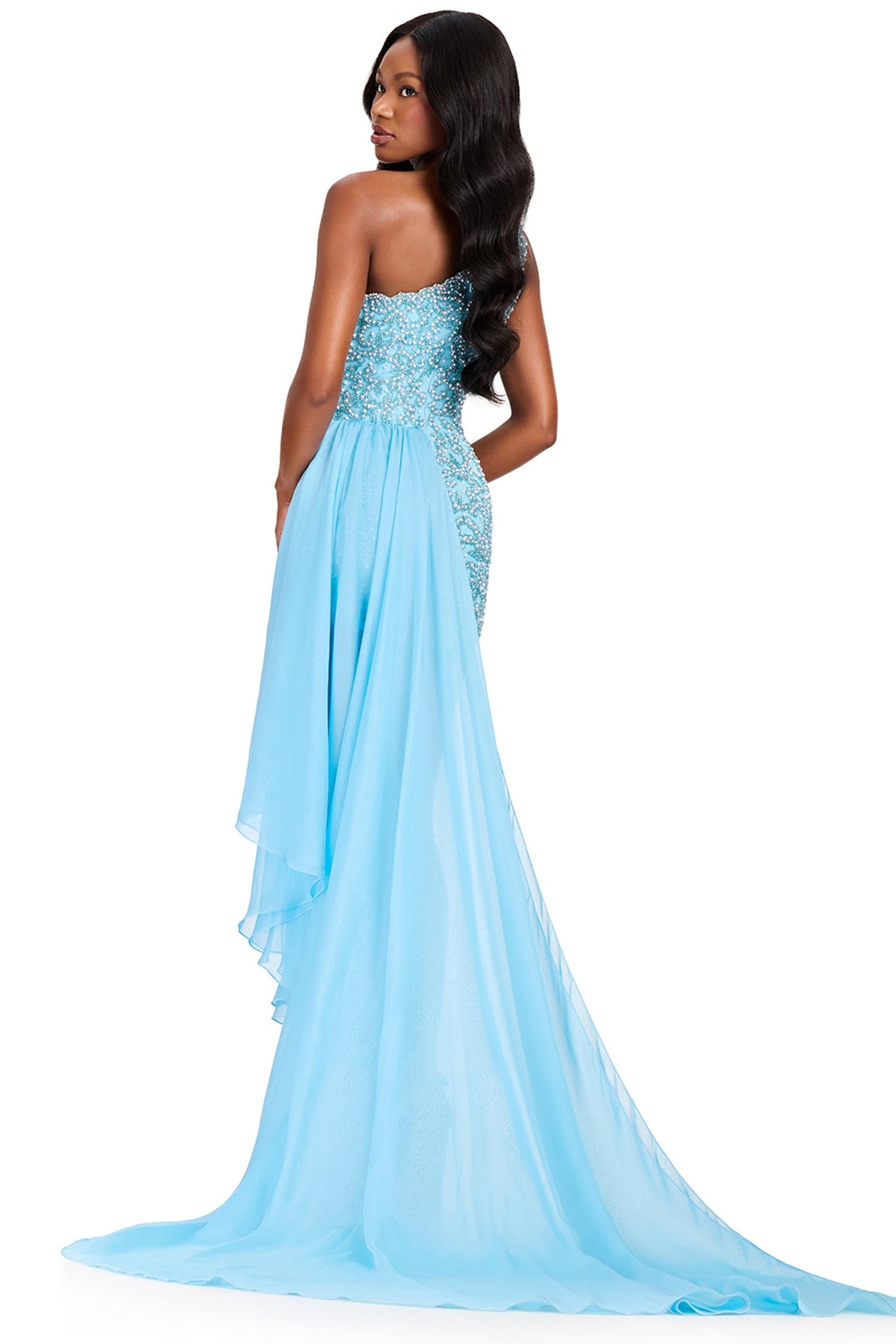 Ashley Lauren 40098 - Chiffon Overskirt Sleeveless Asymmetric Romper