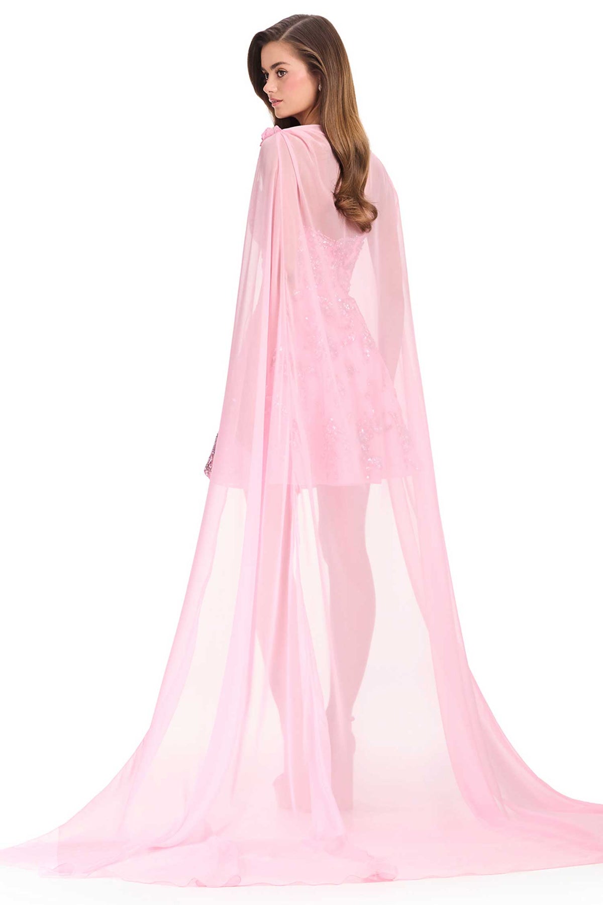 Ashley Lauren 40099 - Beaded A-Line Cocktail Dress with Cape