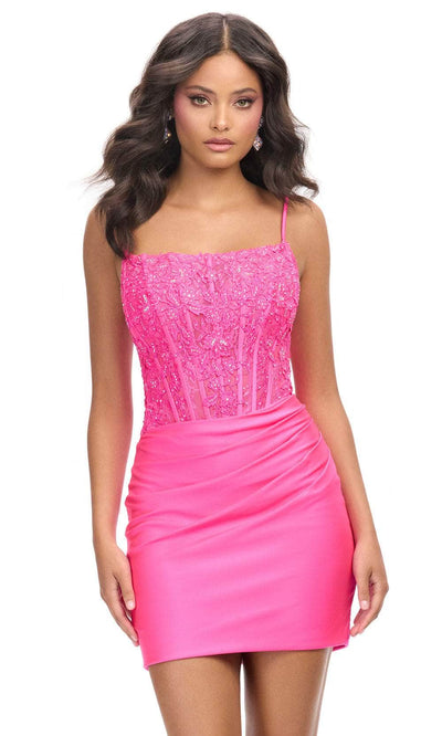 Ashley Lauren 4738 - Spaghetti Strap Corset Cocktail Dress Homecoming Dresses