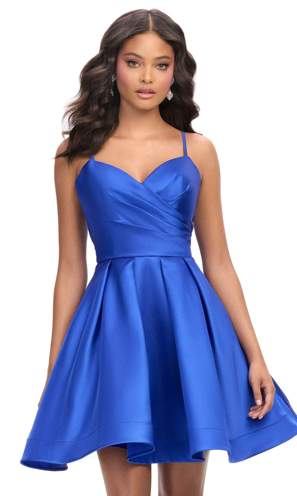 Ashley Lauren 4780 - Pleated Skirt Satin Cocktail Dress Homecoming Dresses