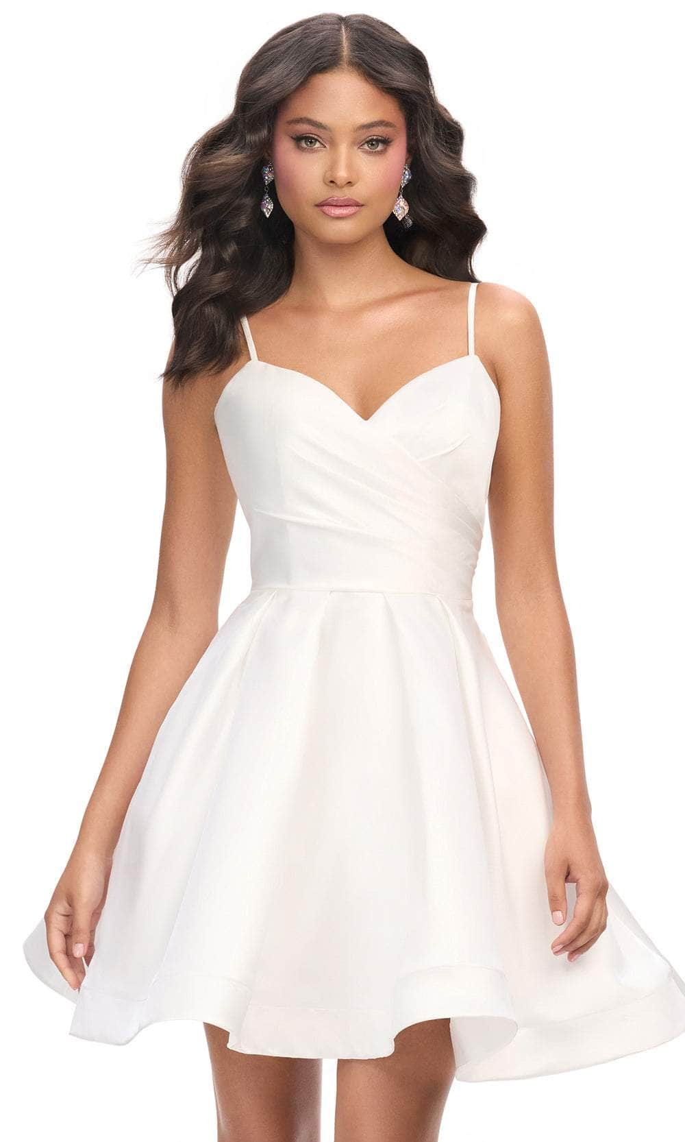 Ashley Lauren 4780 - Pleated Skirt Satin Cocktail Dress Homecoming Dresses