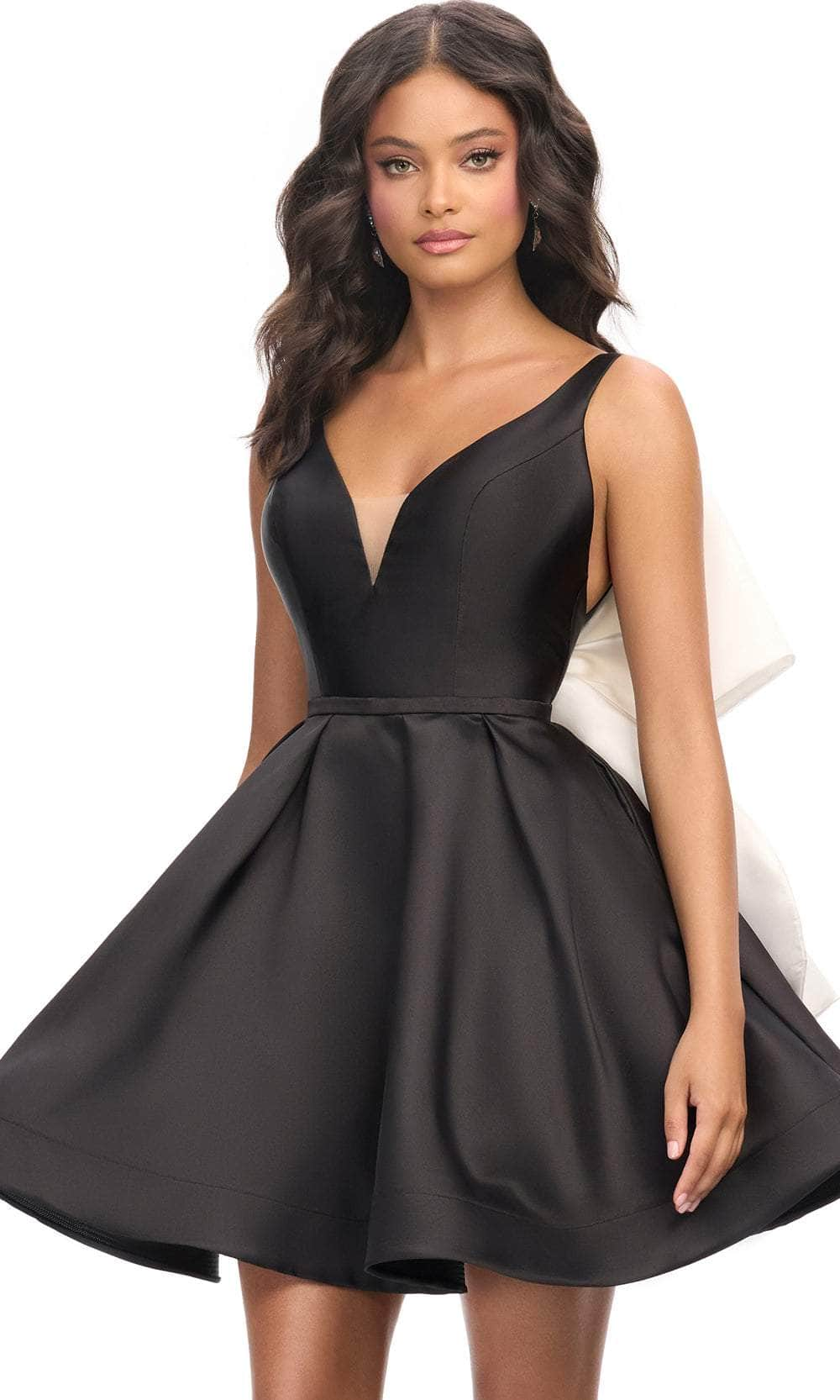 Ashley Lauren 4781 - Wide Strap A-Line Cocktail Dress Homecoming Dresses 00 / Black