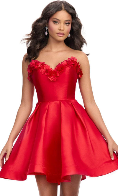 Ashley Lauren 4782 - Seams 3D Floral Detail Cocktail Dress Homecoming Dresses