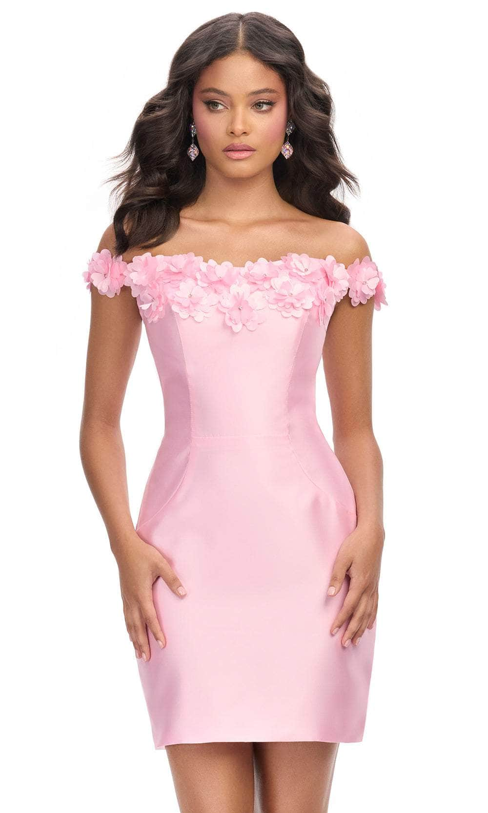 Ashley Lauren 4784 - Off Shoulder Bodycon Cocktail Dress Homecoming Dresses 00 / Pink