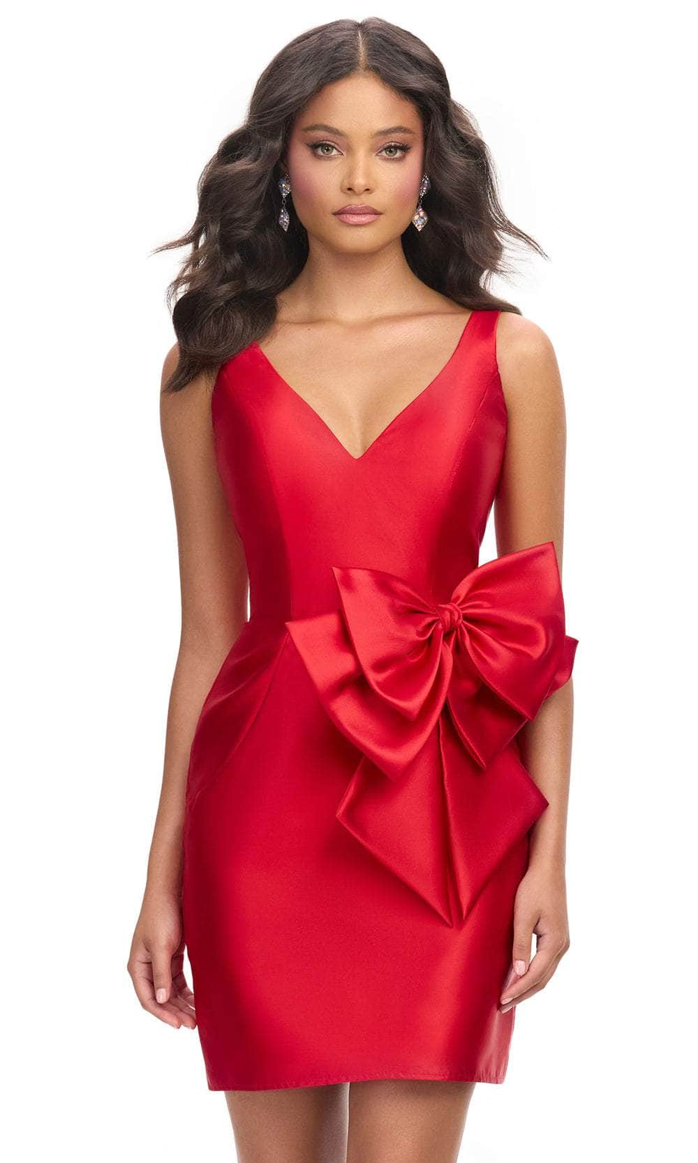 Ashley Lauren 4785 - Deep V-Neck Bodycon Cocktail Dress Homecoming Dresses