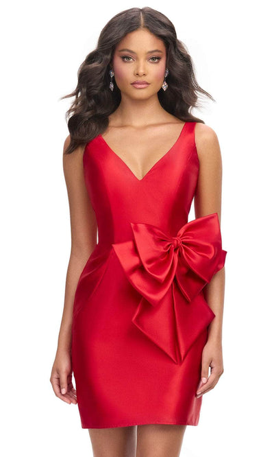 Ashley Lauren 4785 - Deep V-Neck Bodycon Cocktail Dress Homecoming Dresses