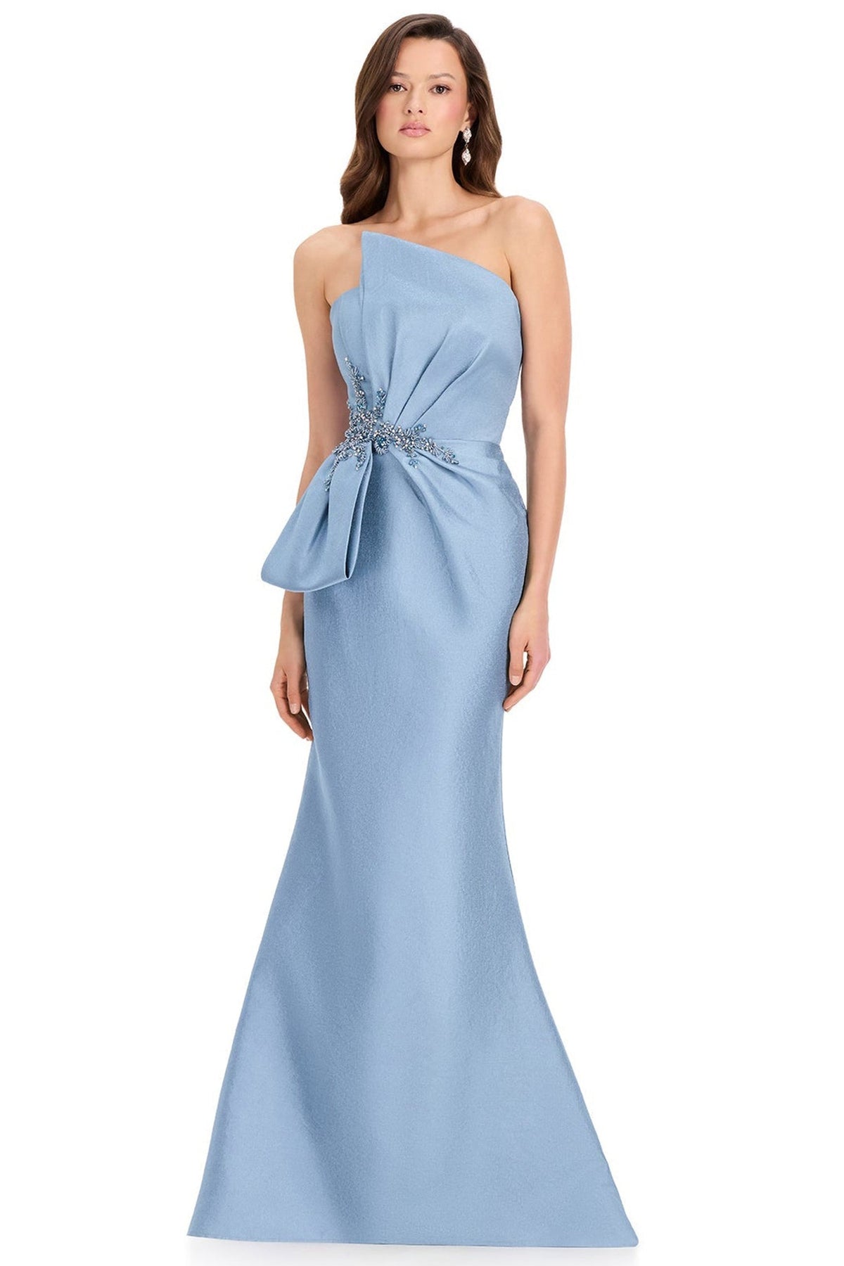 Ashley Lauren E12362 Strapless Asymmetrical Neck Prom Gown
