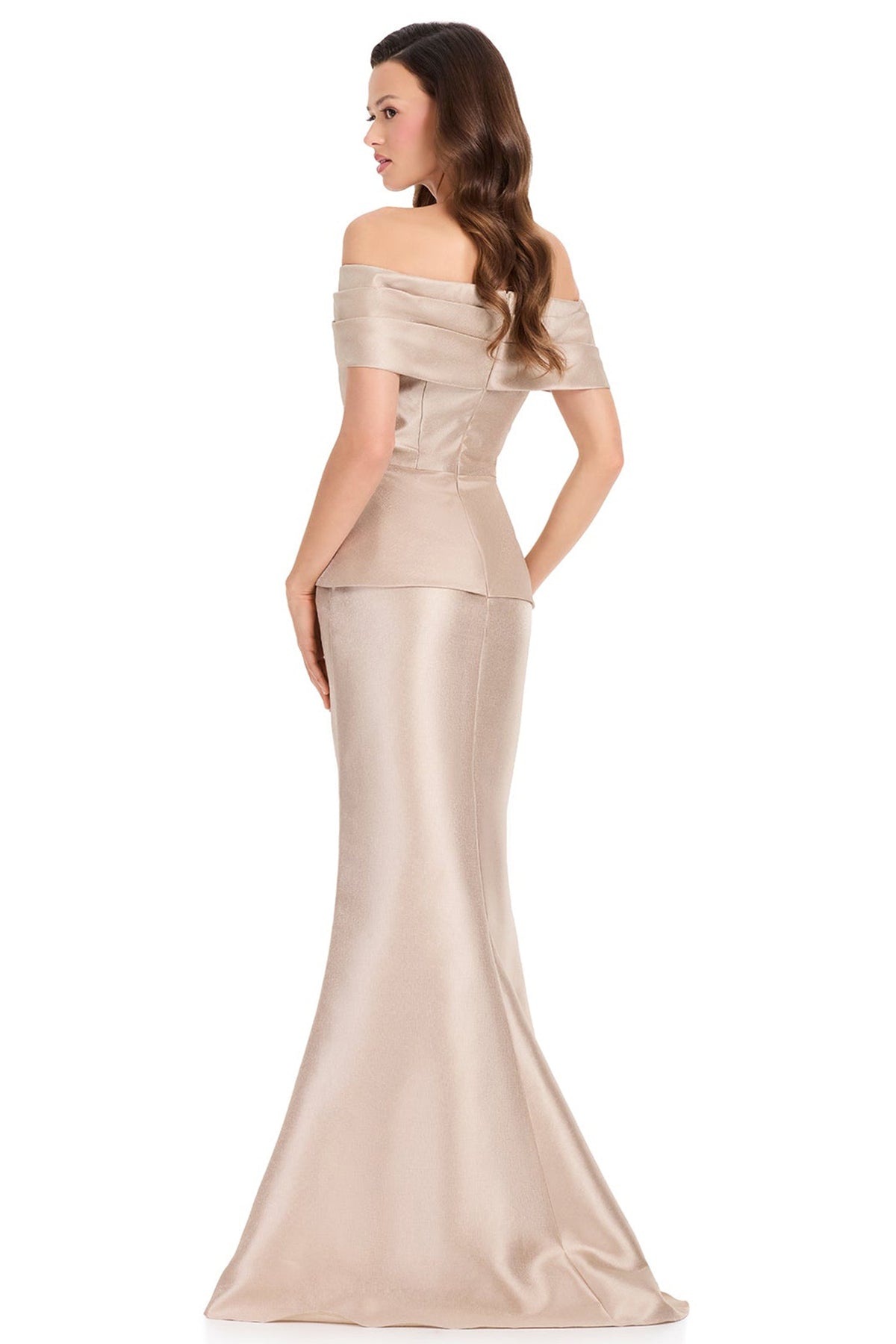 Ashley Lauren E12363 Mermaid Skirt Peplum Mikado Prom Gown