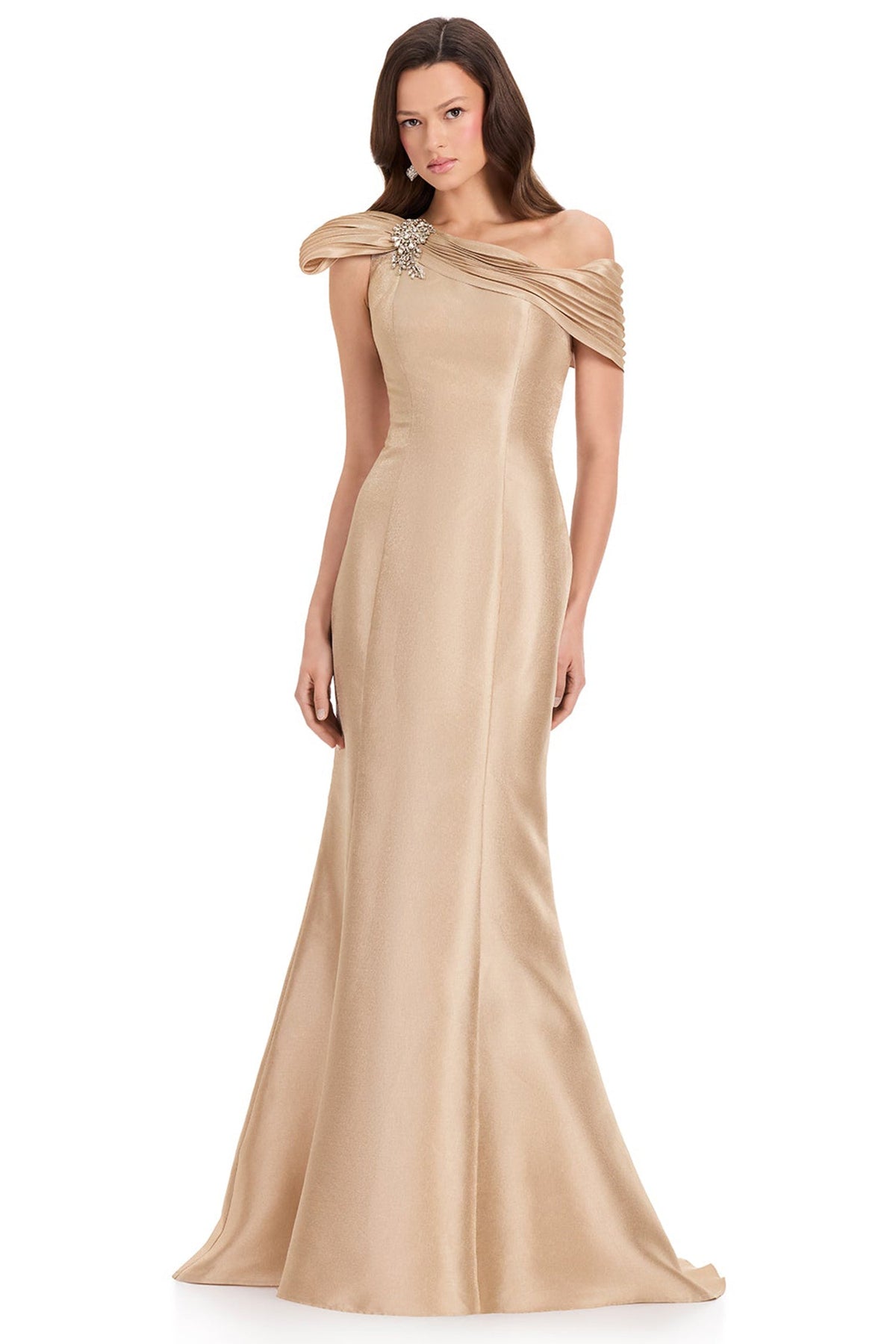 Ashley Lauren E12370 Mermaid Beaded Brooch Evening Gown